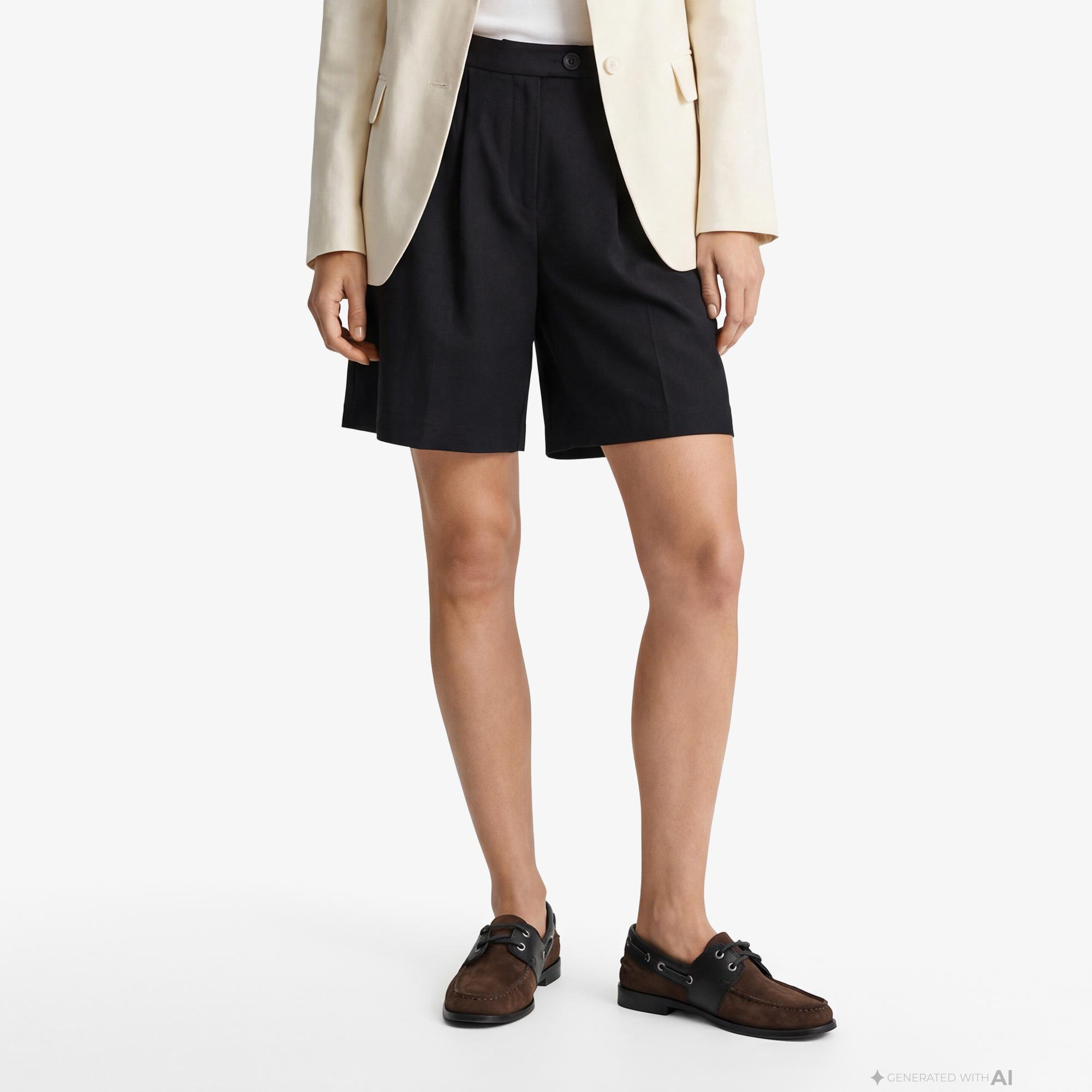 GANT Kadın Siyah Relaxed Fit Keten Şort