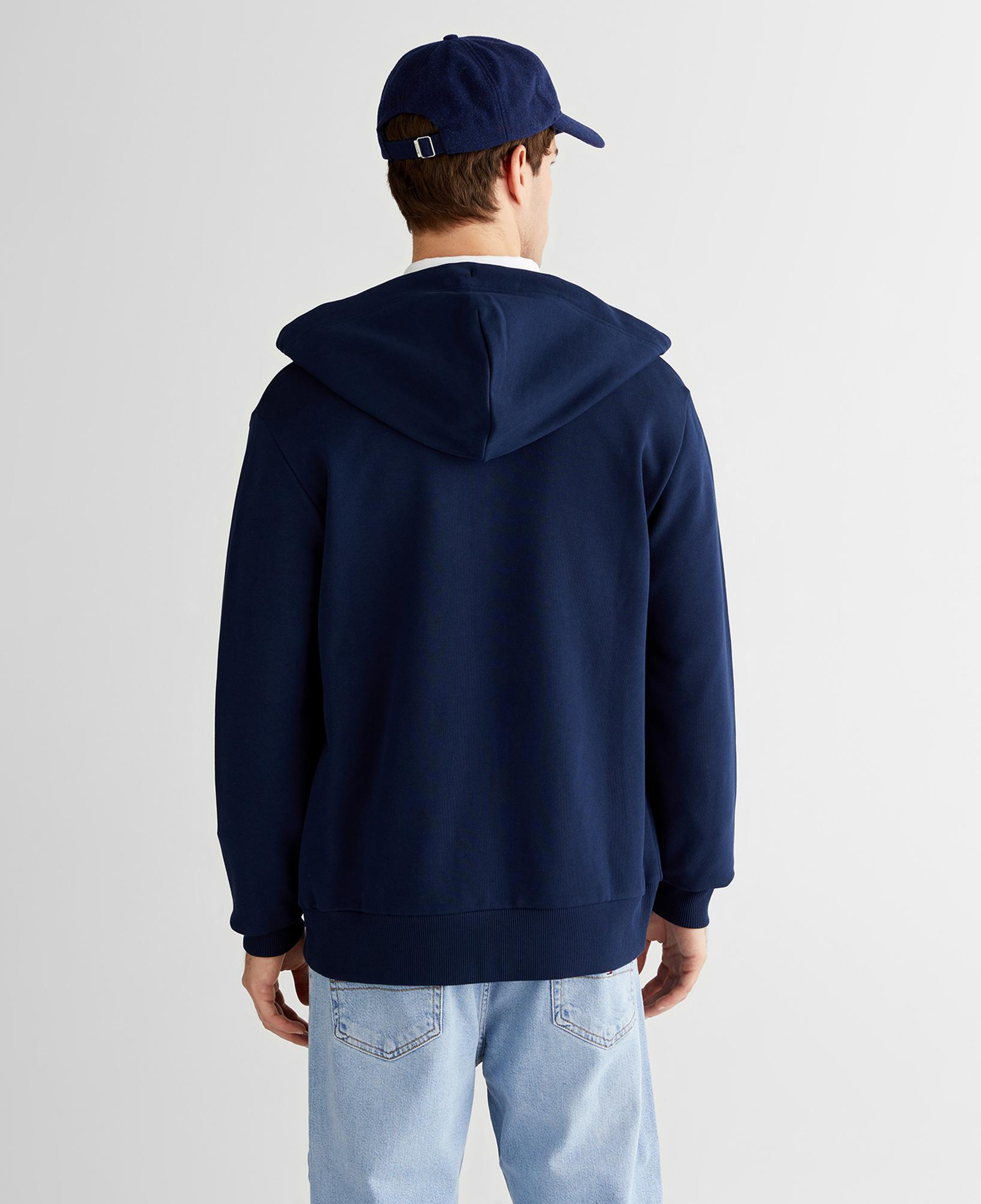 GANT Erkek Lacivert Regular Fit Kapüşonlu Fermuarlı Sweatshirt