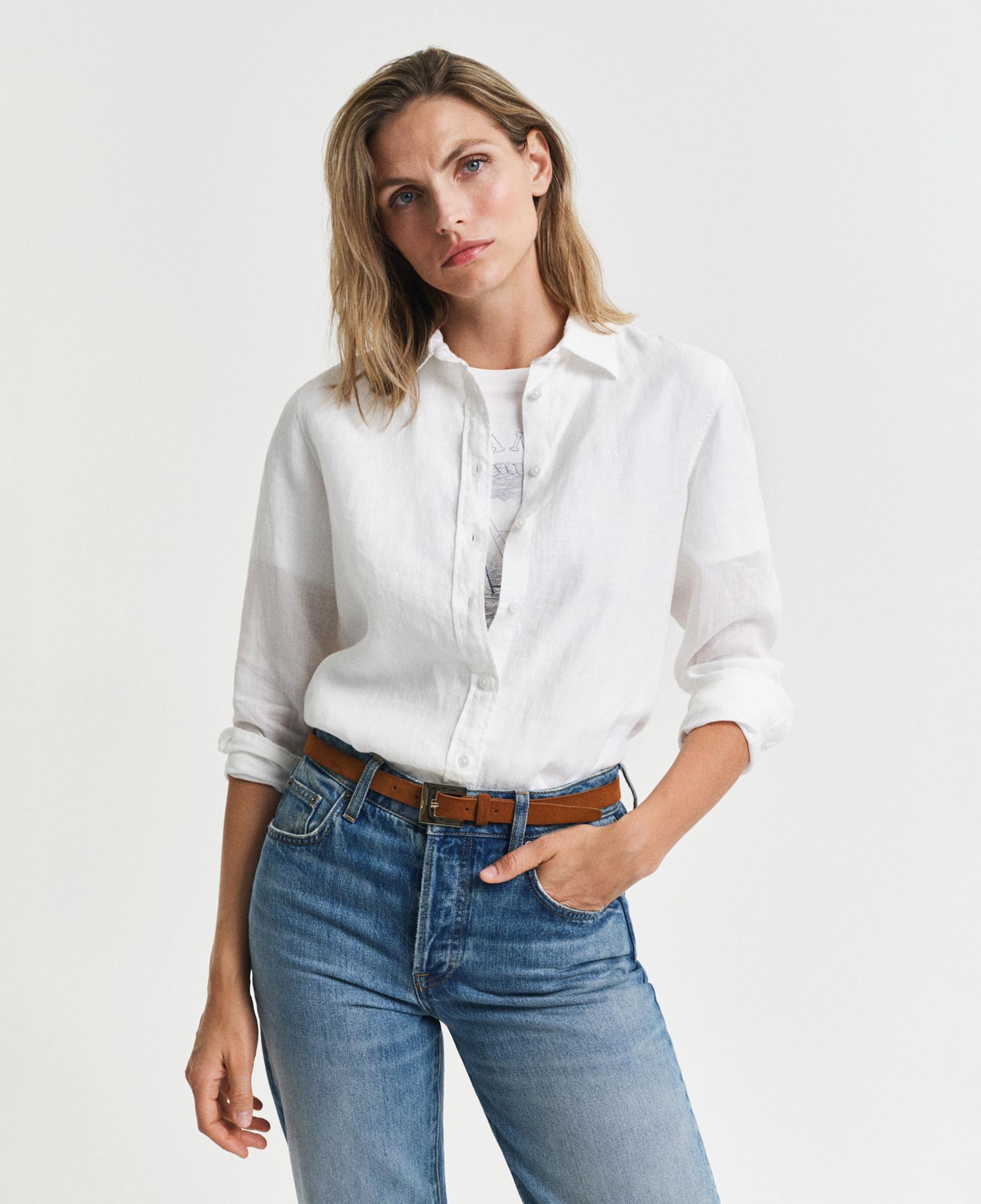 GANT Kadın Beyaz Regular Fit Klasik Yaka Gömlek