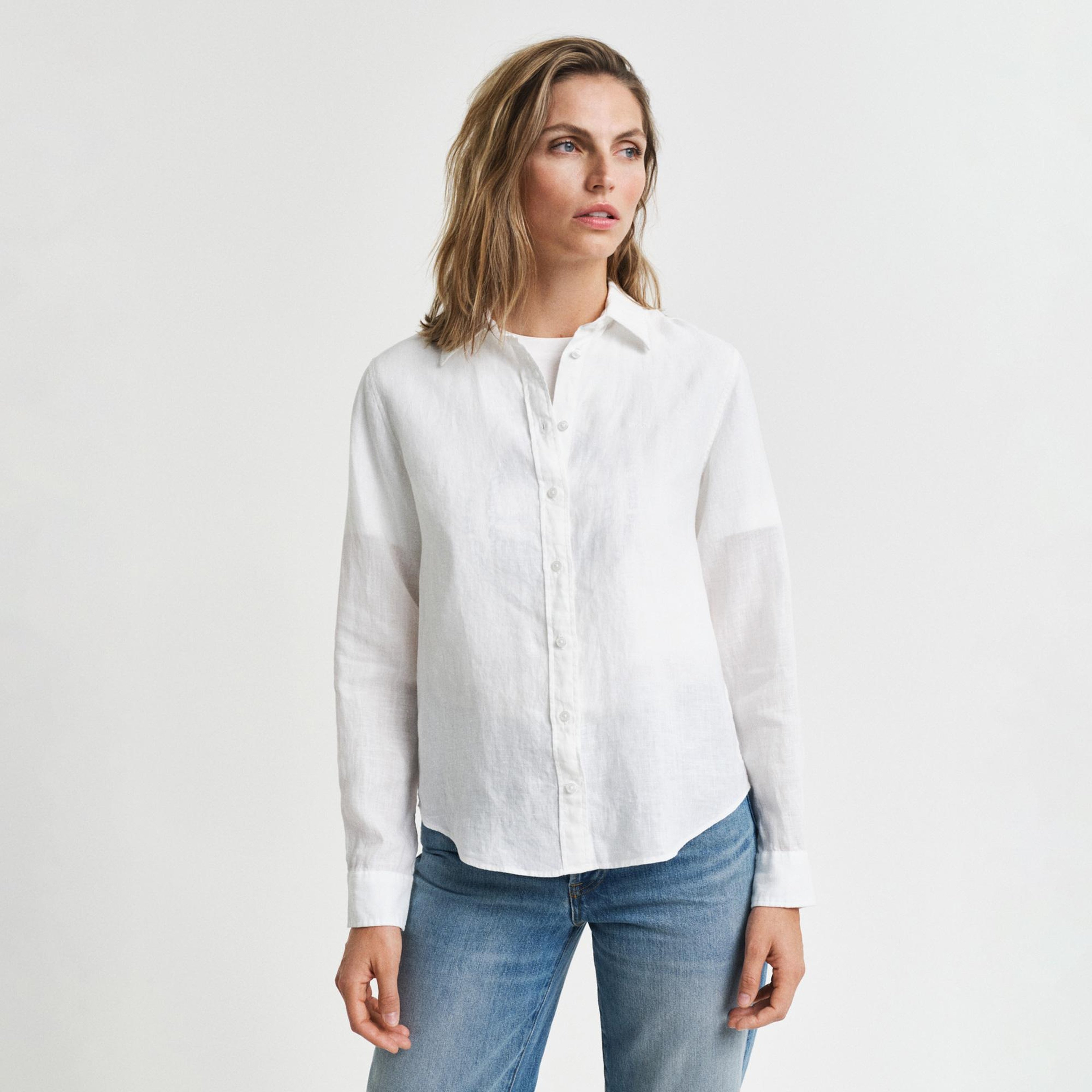 GANT Kadın Beyaz Regular Fit Klasik Yaka Gömlek