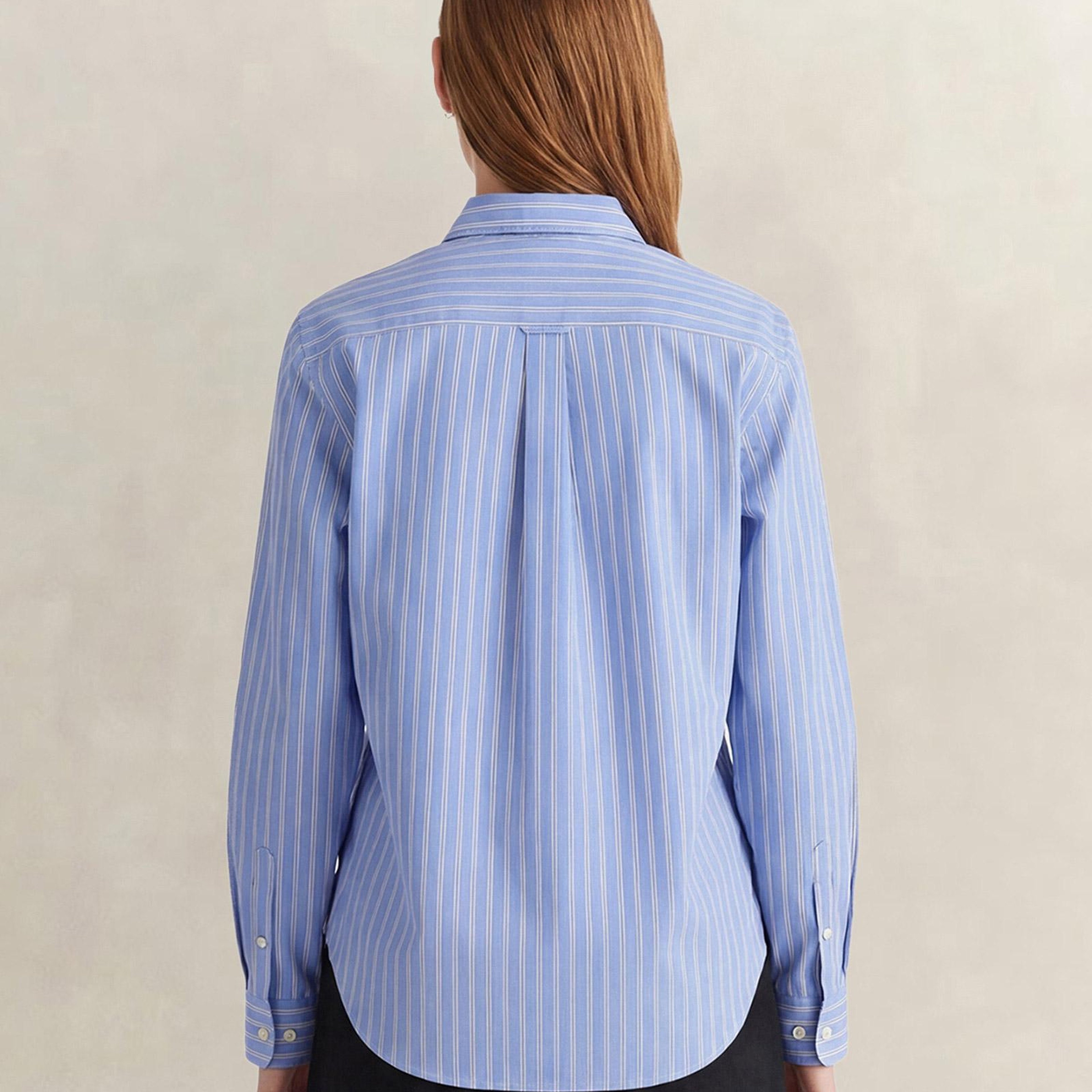 GANT Kadın Mavi Regular Fit Çizgili Gömlek