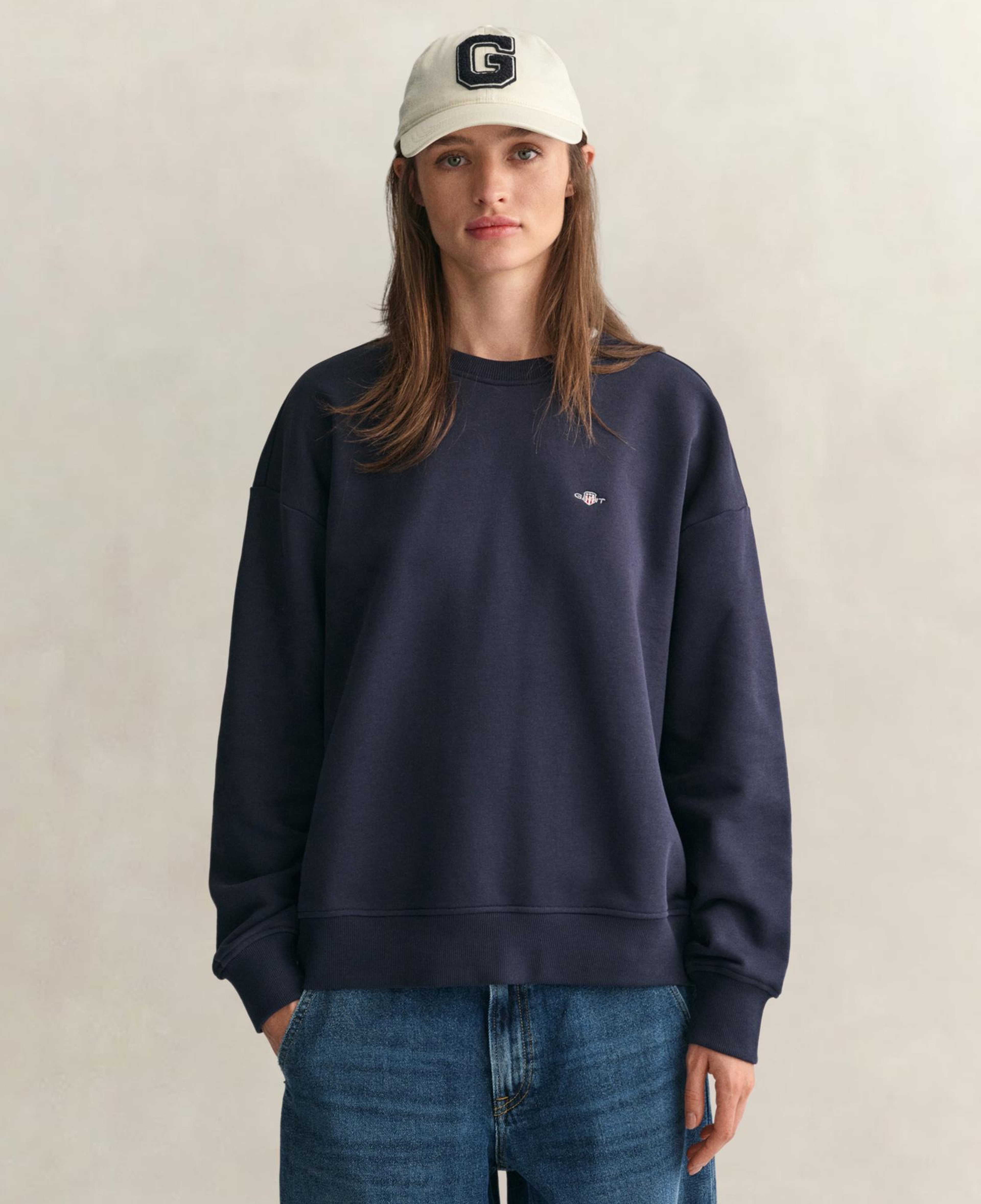GANT Kadın Lacivert Relaxed Fit Bisiklet Yaka Sweatshirt