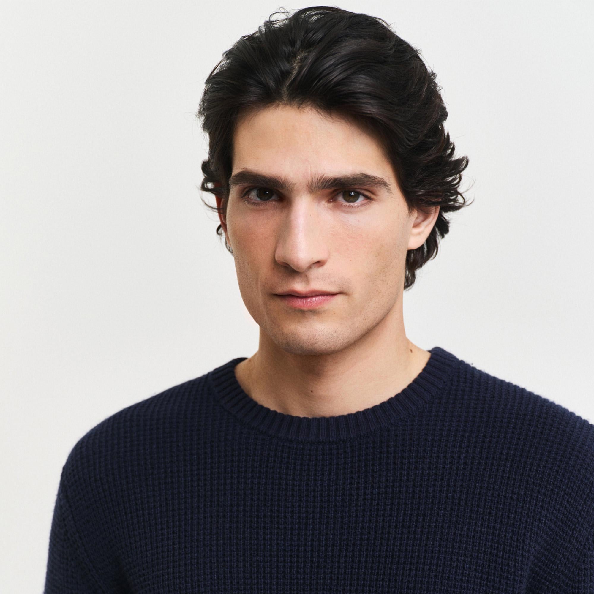 GANT Erkek Lacivert Regular Fit Bisiklet Yaka Yün Karışımlı Kazak
