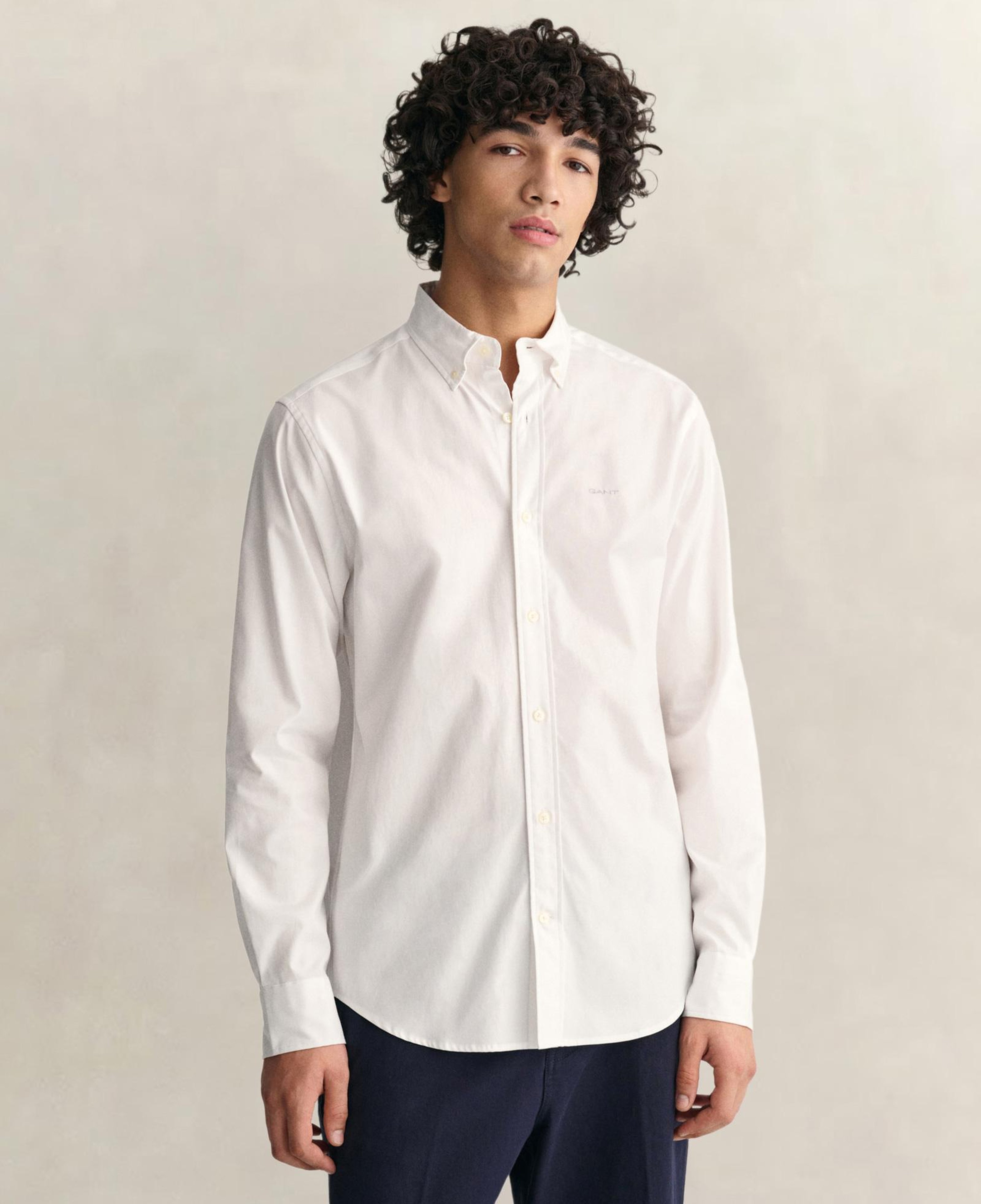 GANT Erkek Beyaz Regular Fit Düğmeli Yaka Oxford Gömlek