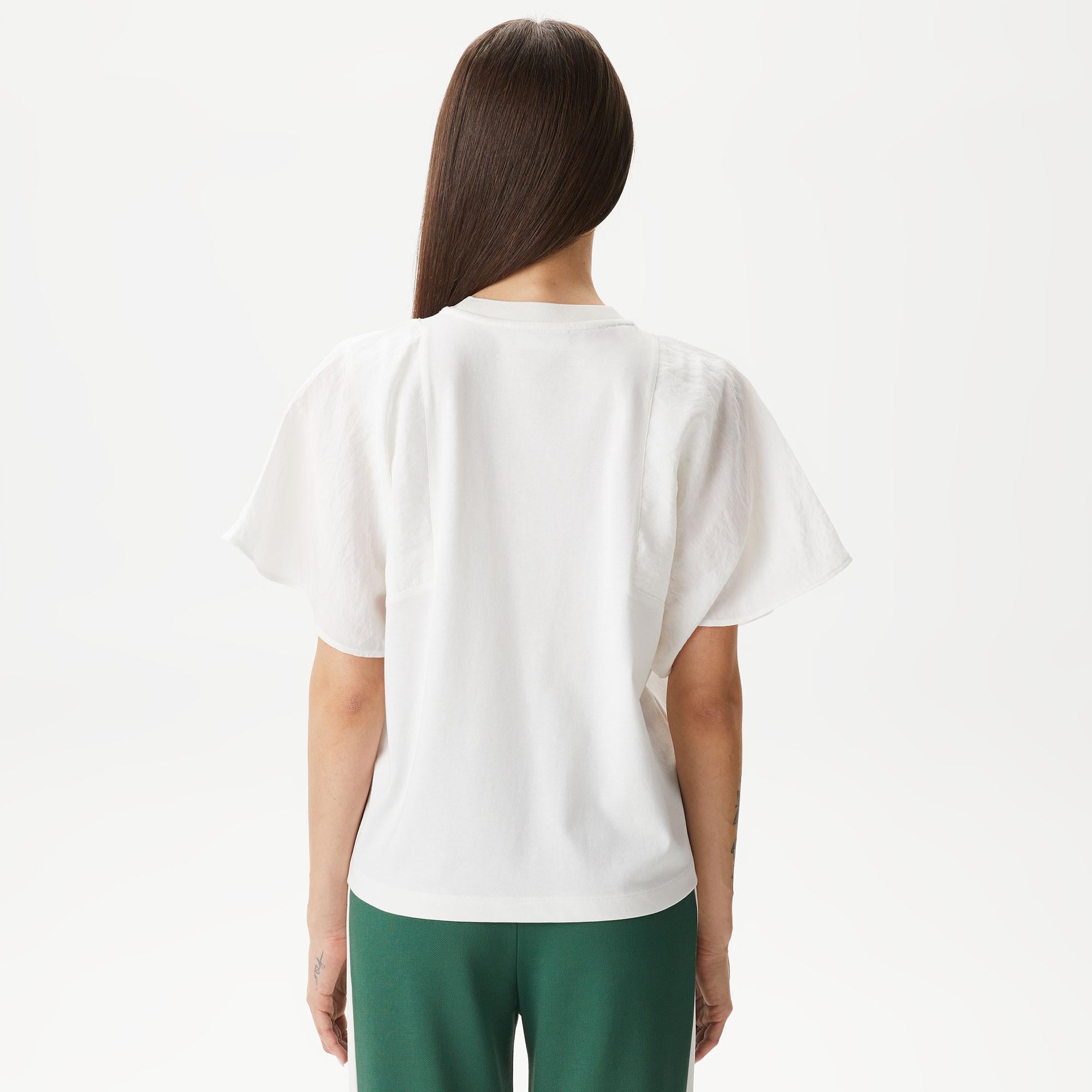 Kadın Loose Fit Bisiklet Yaka Beyaz Modal Karışımlı T-Shirt