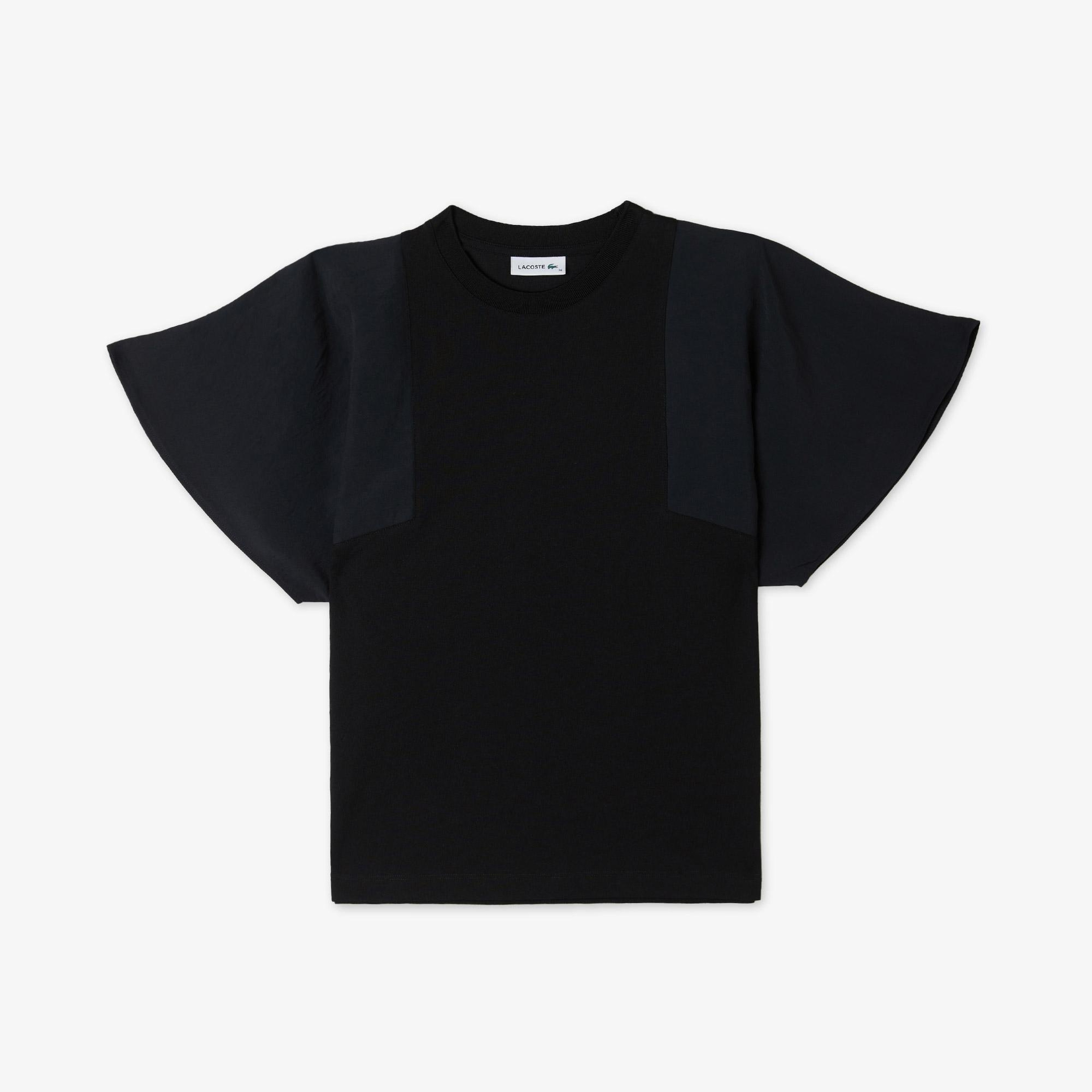 Kadın Loose Fit Bisiklet Yaka Siyah Modal Karışımlı T-Shirt