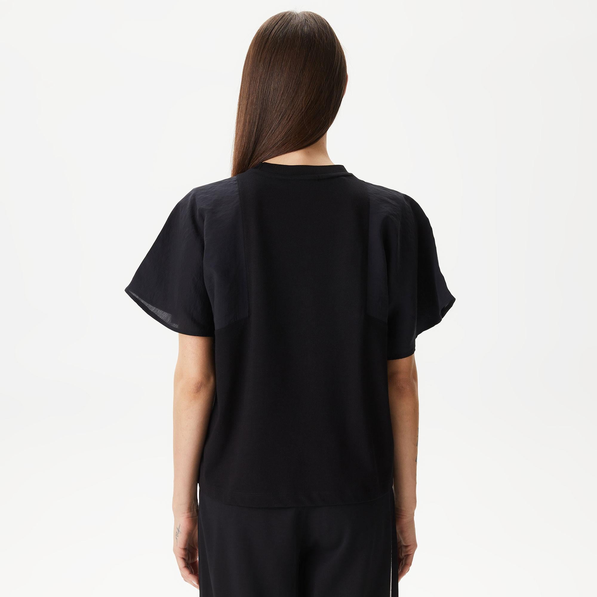 Kadın Loose Fit Bisiklet Yaka Siyah Modal Karışımlı T-Shirt