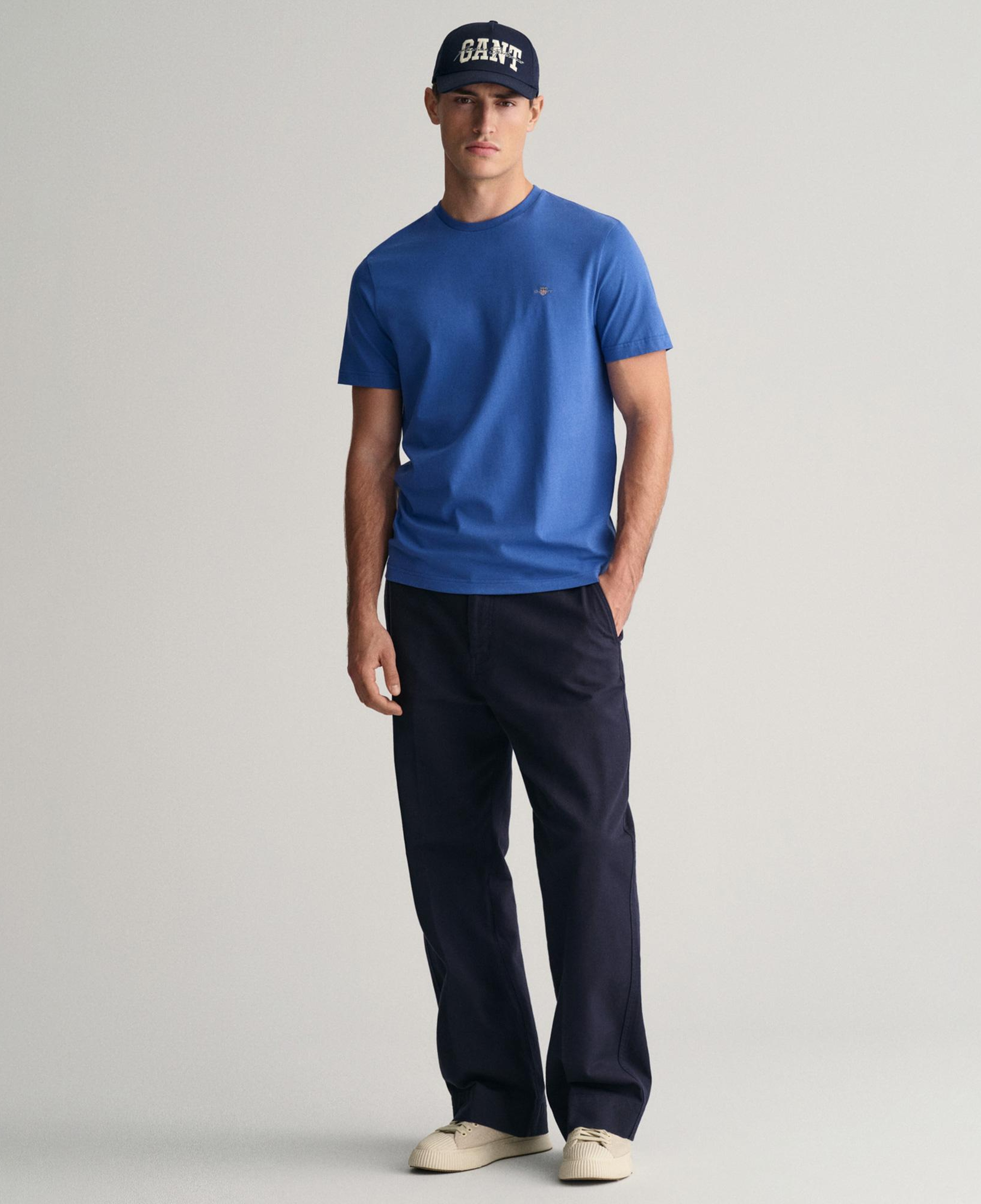 GANT Erkek Mavi Regular Fit Bisiklet Yaka T-Shirt