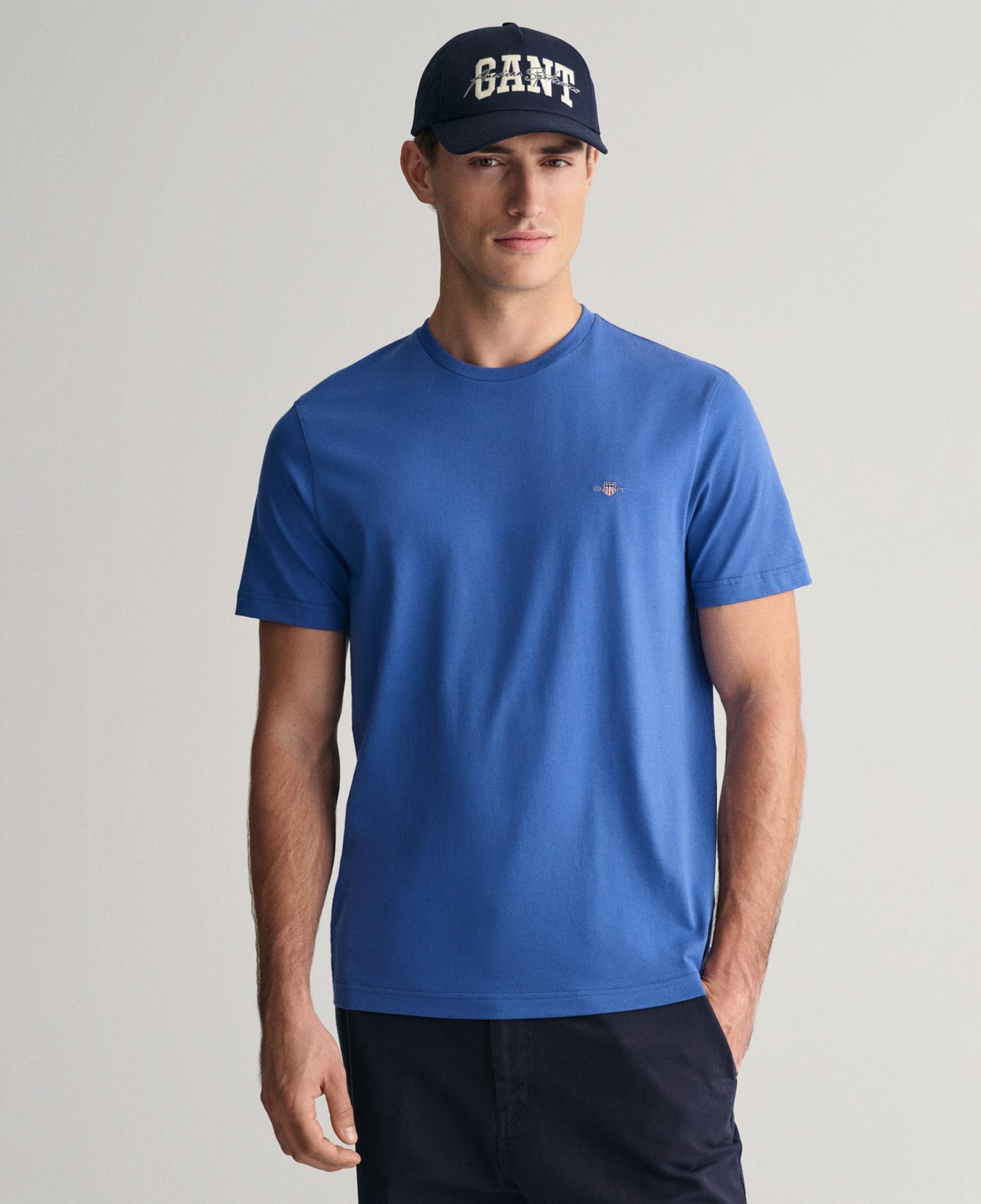 GANT Erkek Mavi Regular Fit Bisiklet Yaka T-Shirt