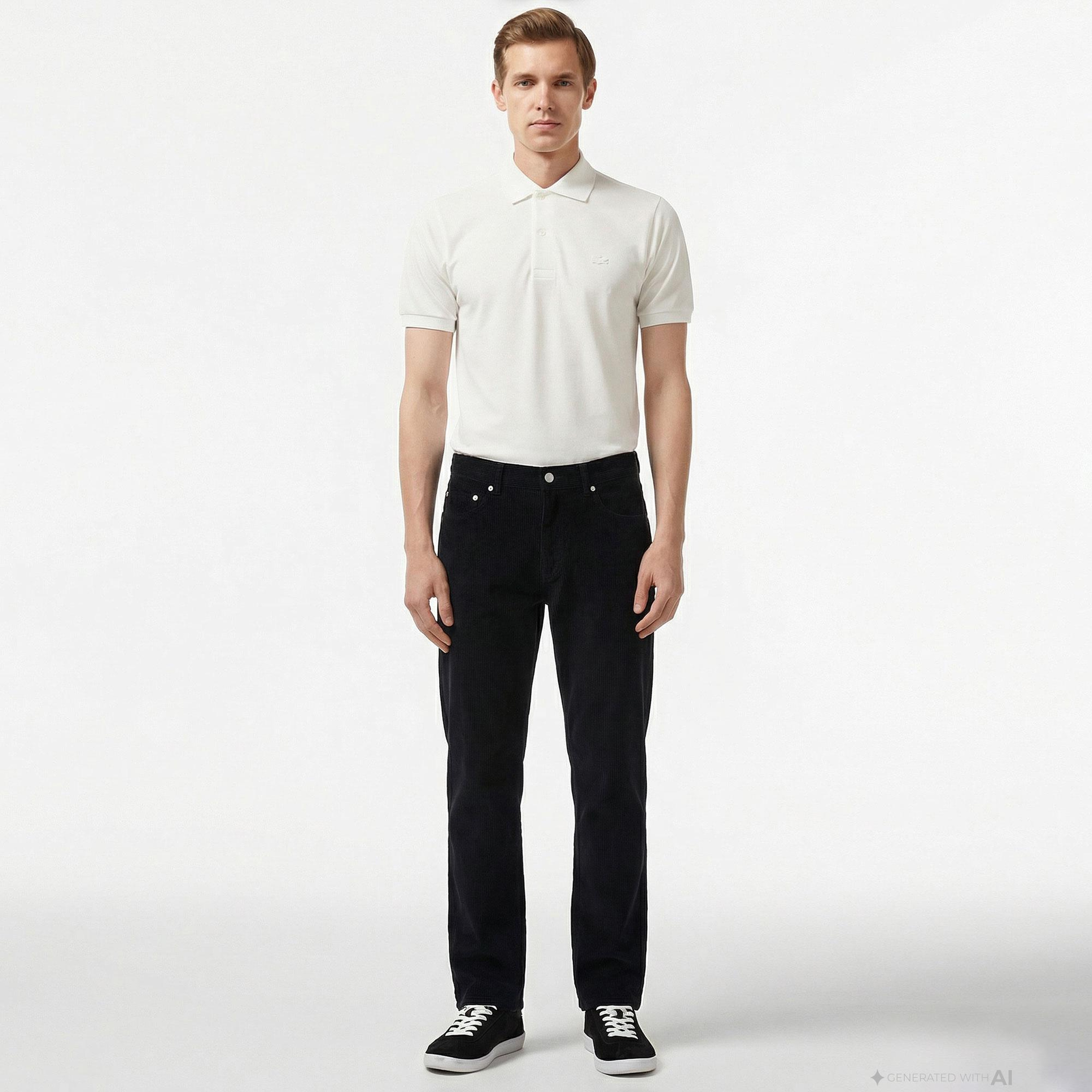 Erkek Straight Fit Casual Siyah Pantolon