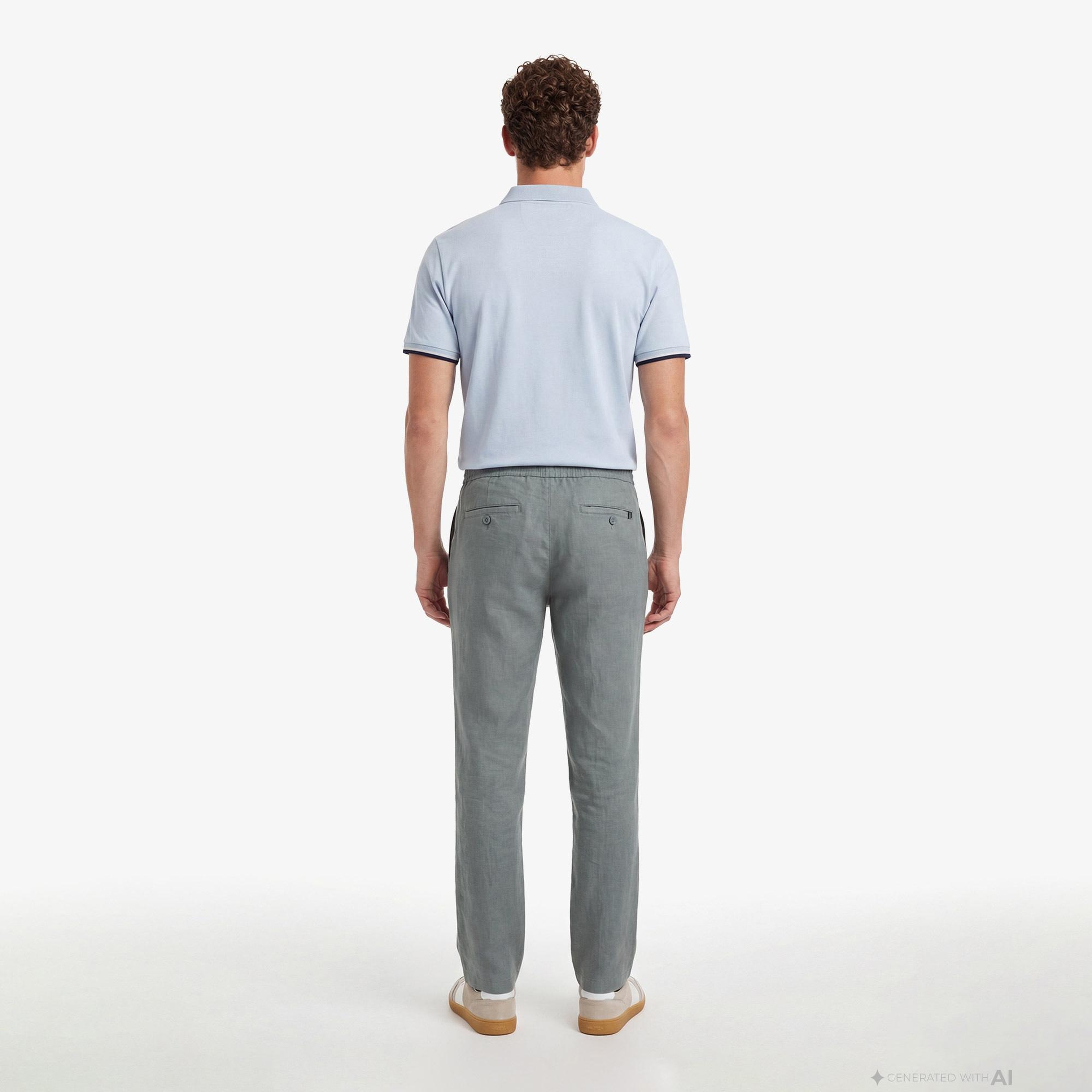 Nautica Erkek Yeşil Regular Fit Keten Pantolon