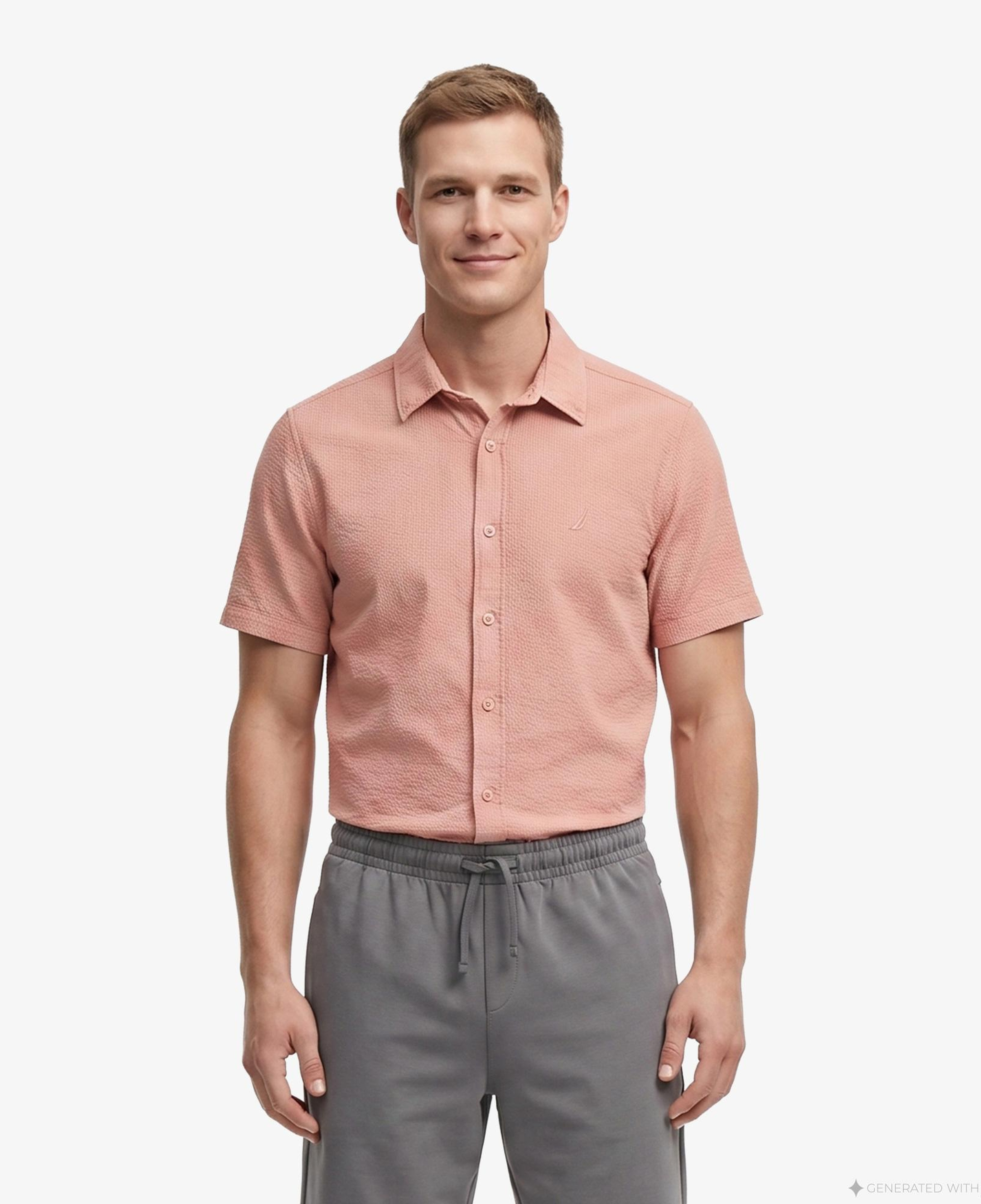 Nautica Erkek Turuncu Regular Fit Kısa Kollu Gömlek
