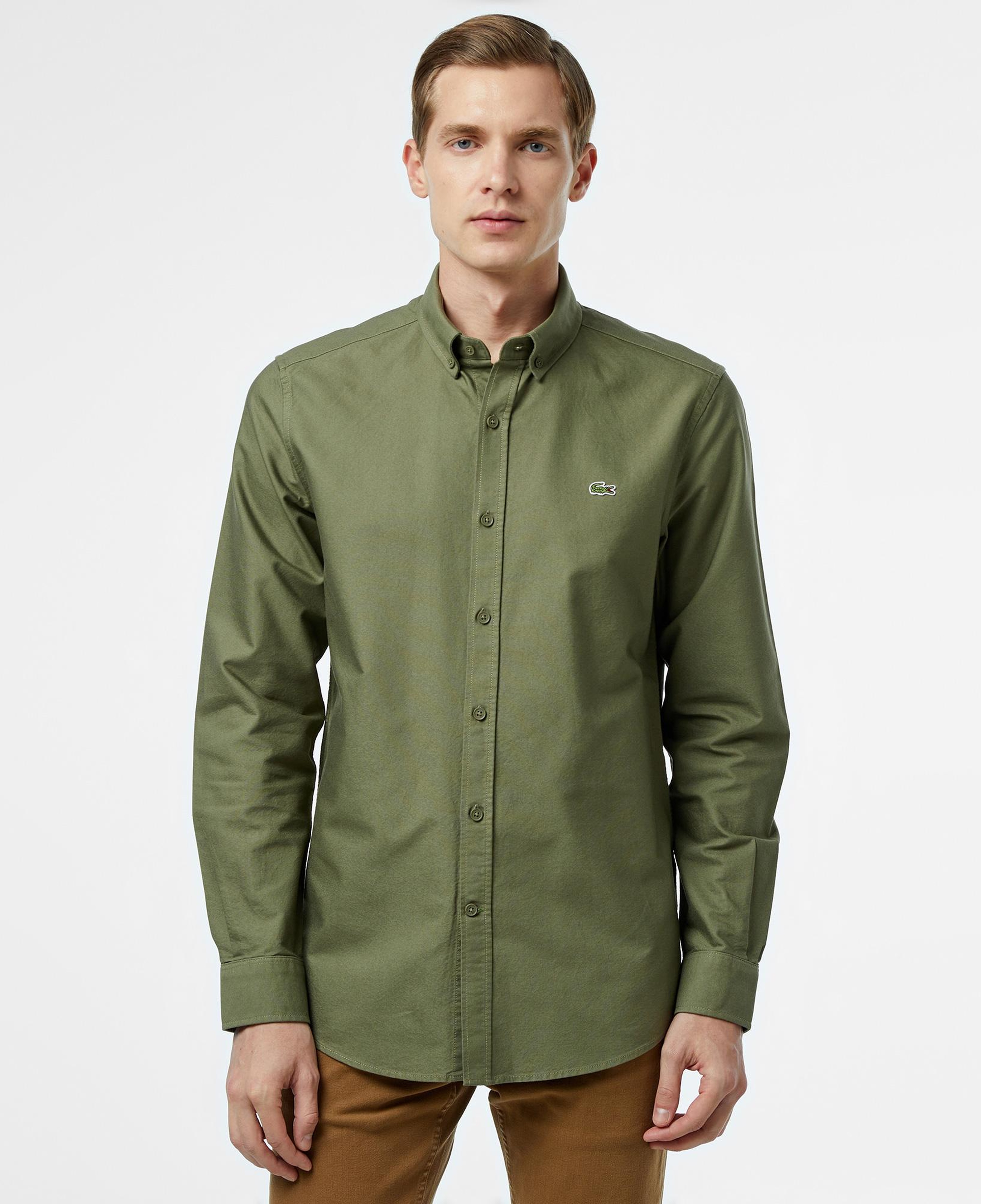 Erkek Slim Fit Haki Gömlek