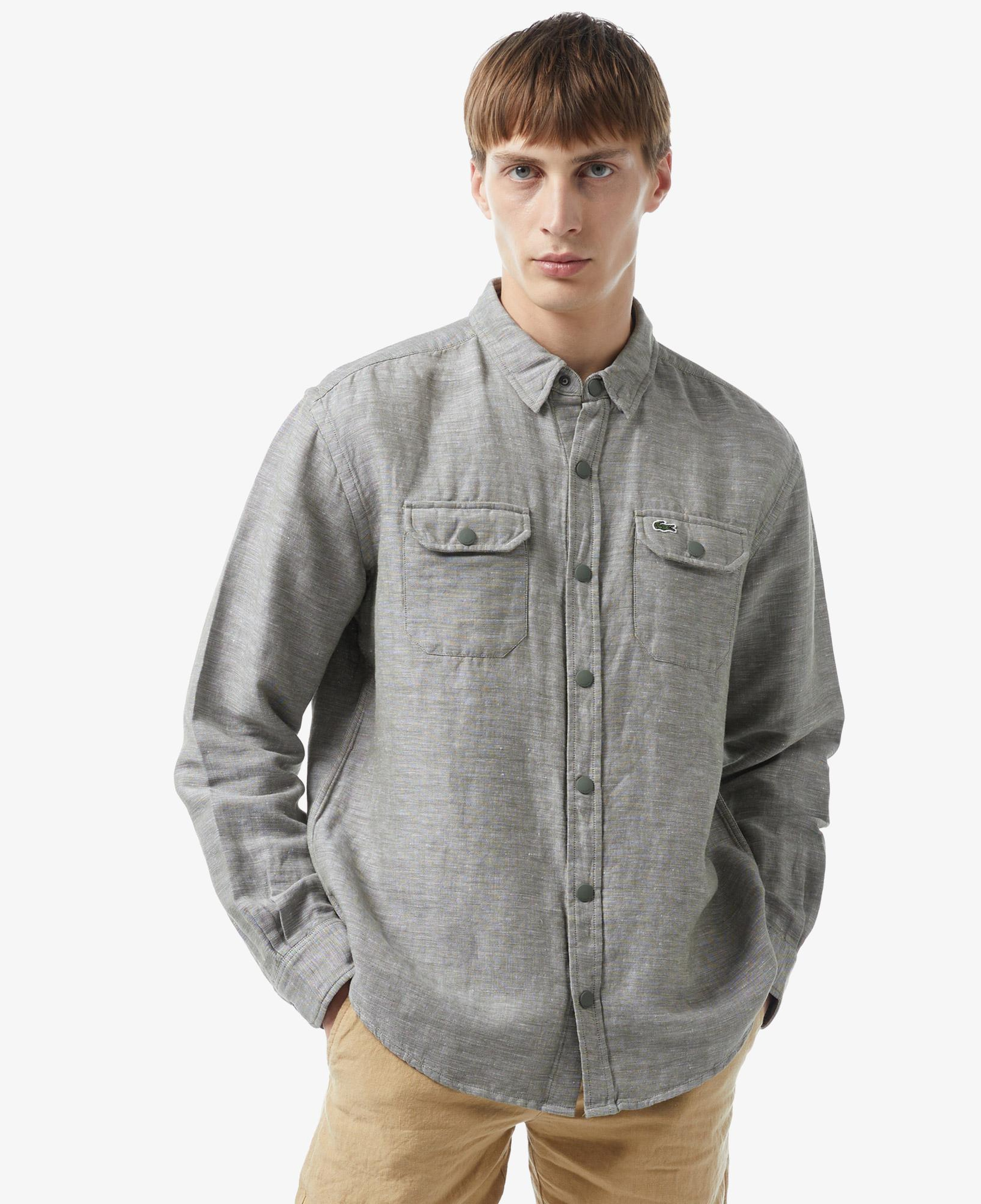 Lacoste Erkek Relaxed Fit Yeşil Keten Karışımlı Gömlek