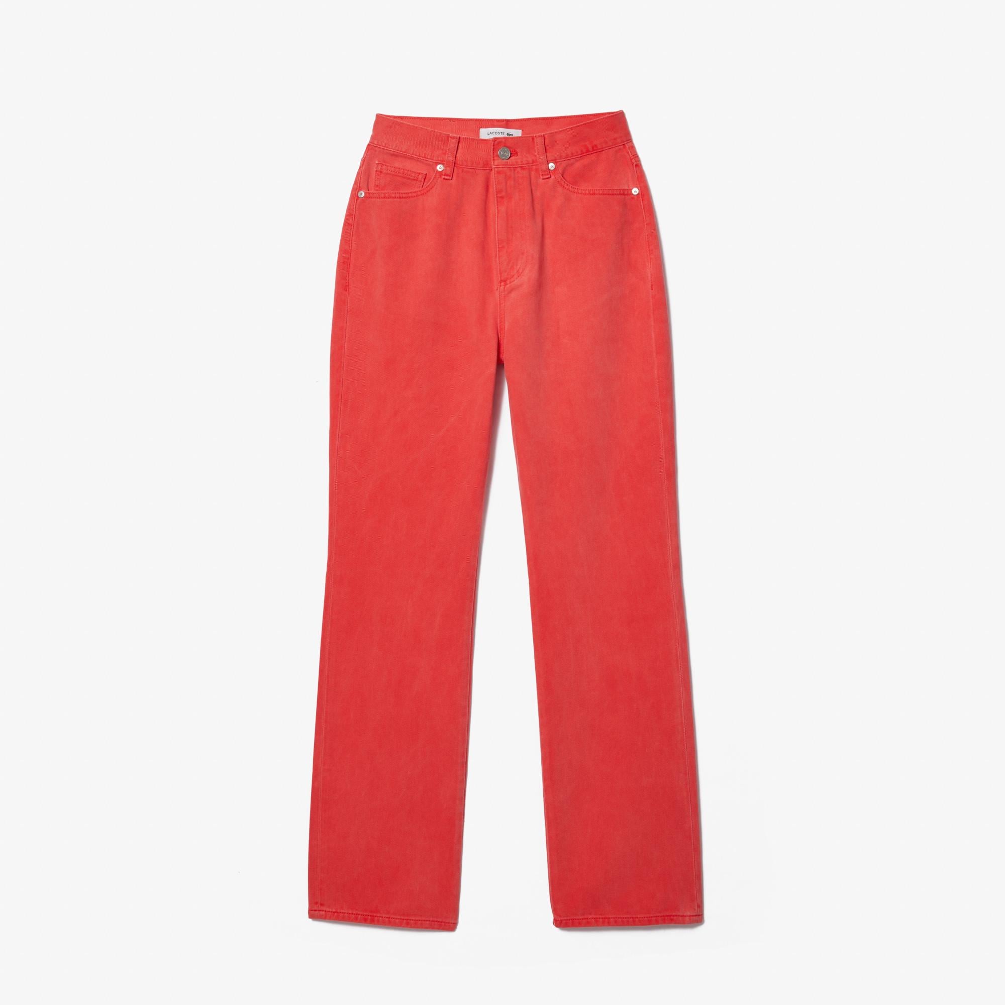 Kadın Straight Fit Kırmızı Jean Pantolon