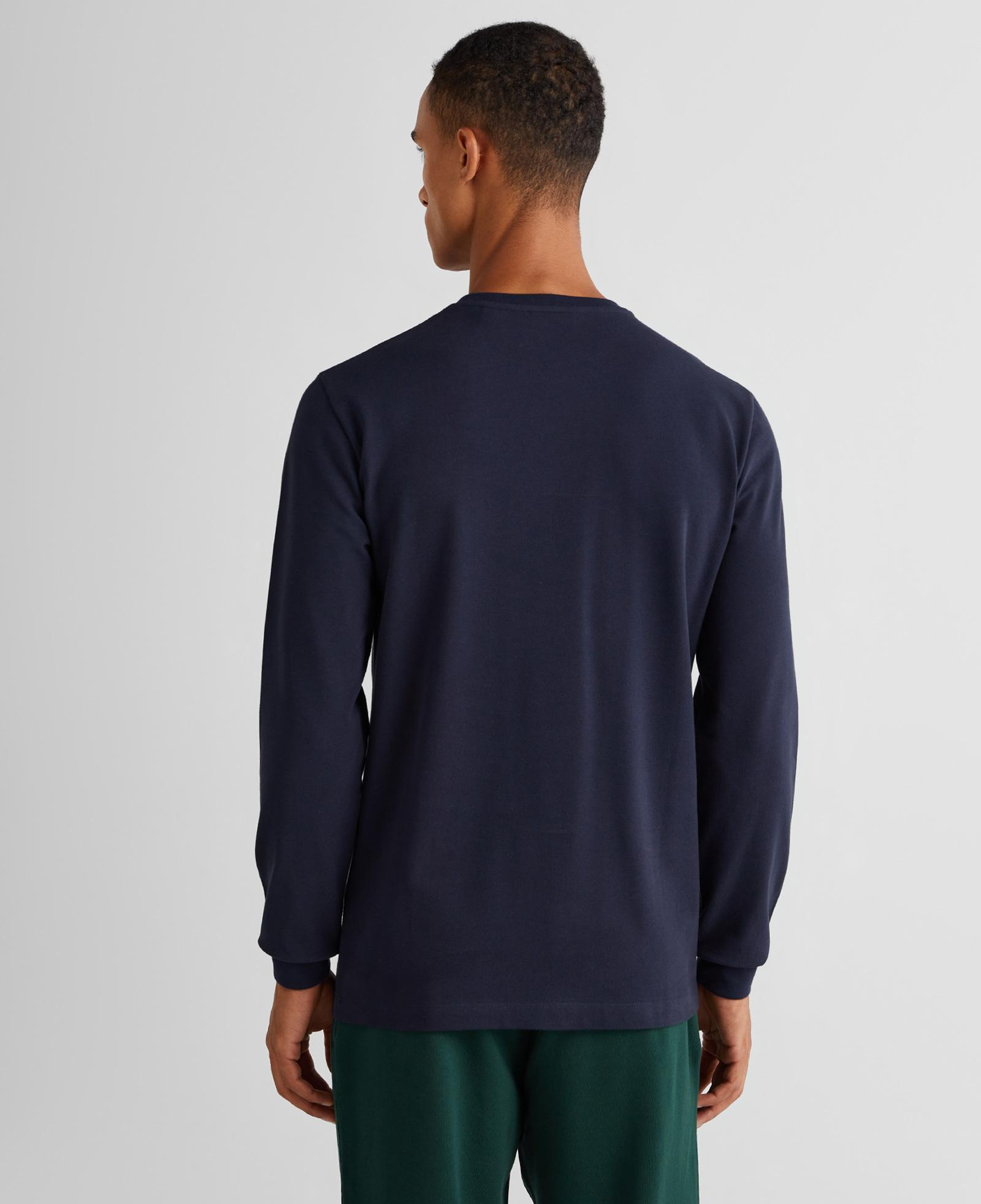 GANT Erkek Lacivert Slim Fit Bisiklet Yaka Uzun Kollu T-Shirt