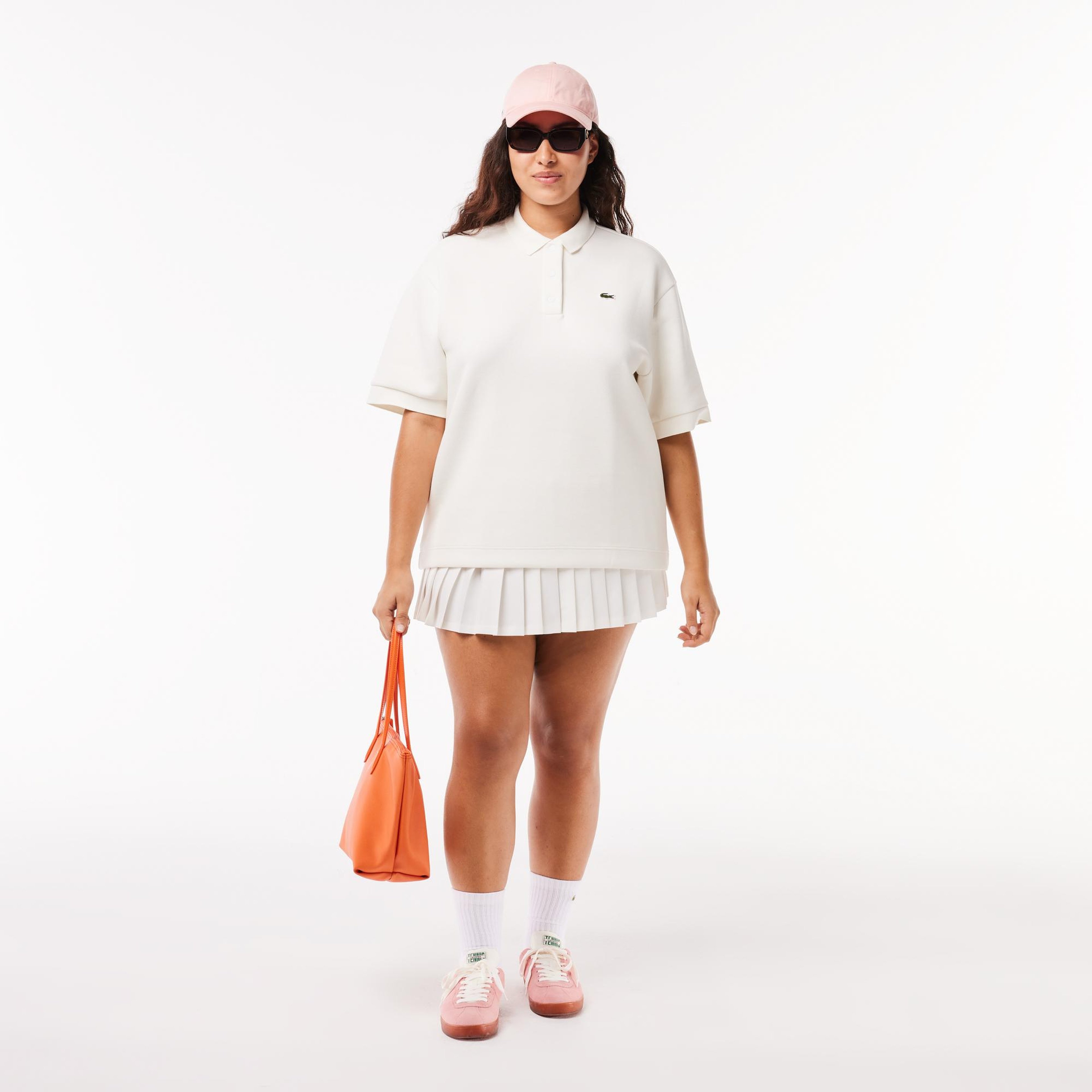 Kadın Oversize Fit Beyaz Polo