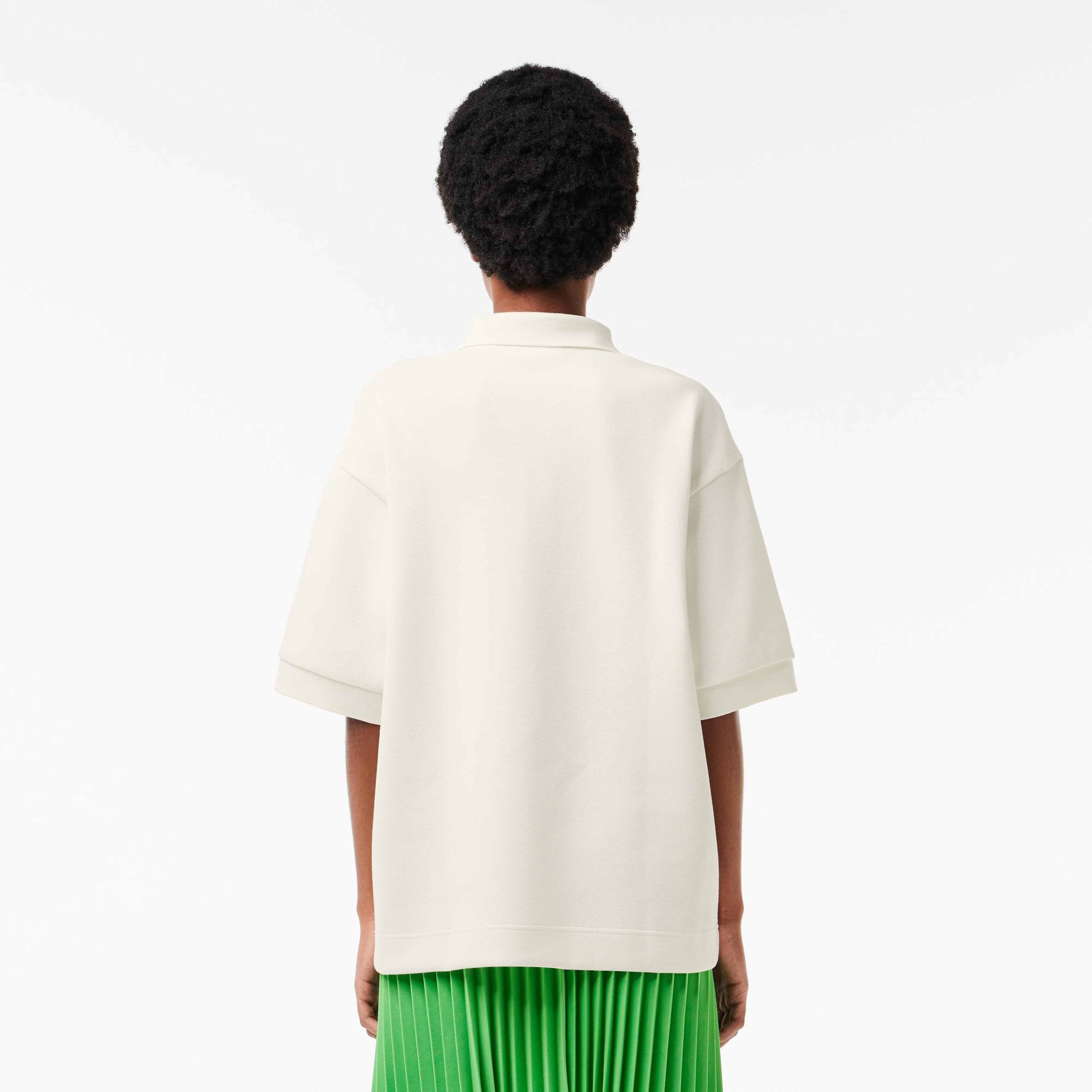 Kadın Oversize Fit Beyaz Polo