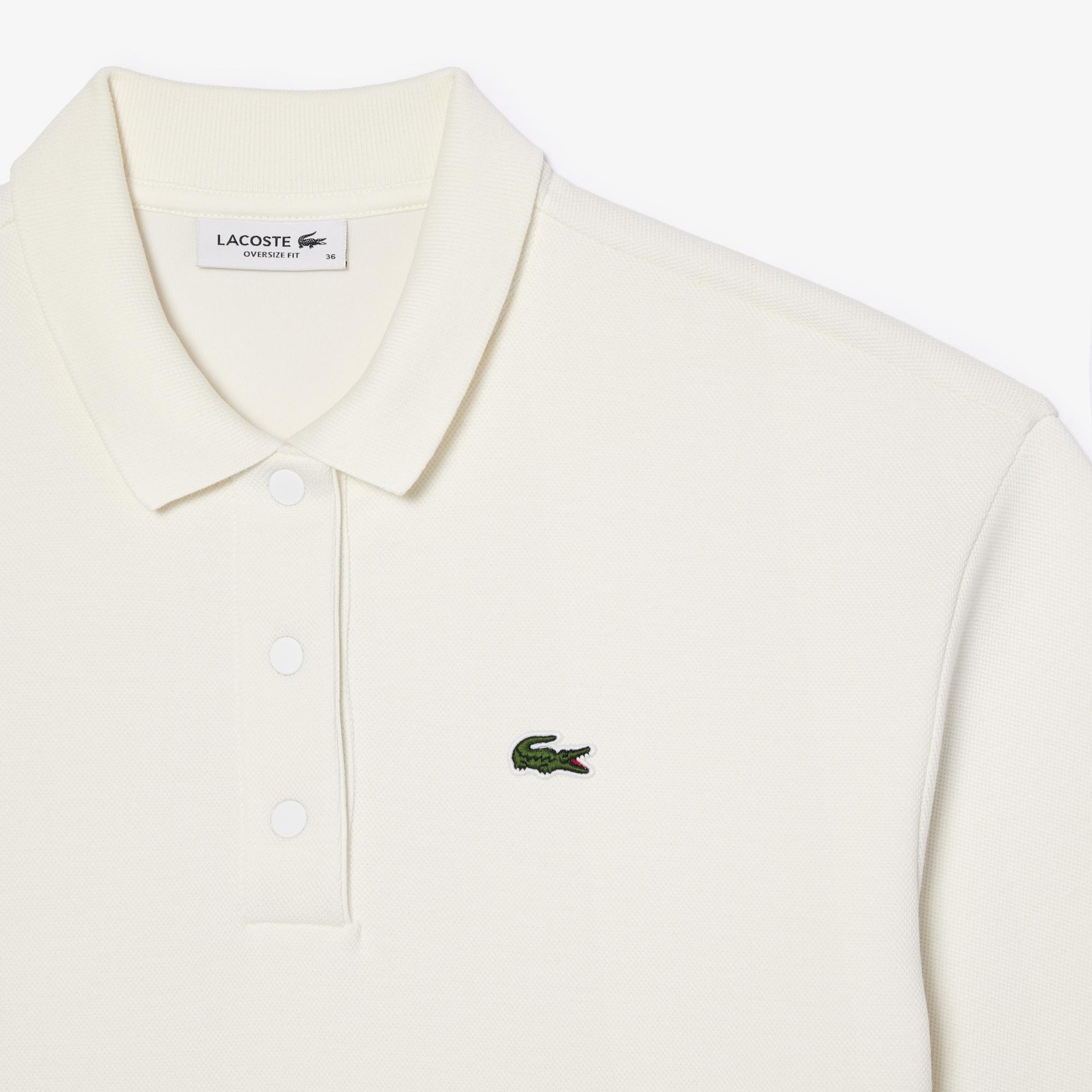 Kadın Oversize Fit Beyaz Polo