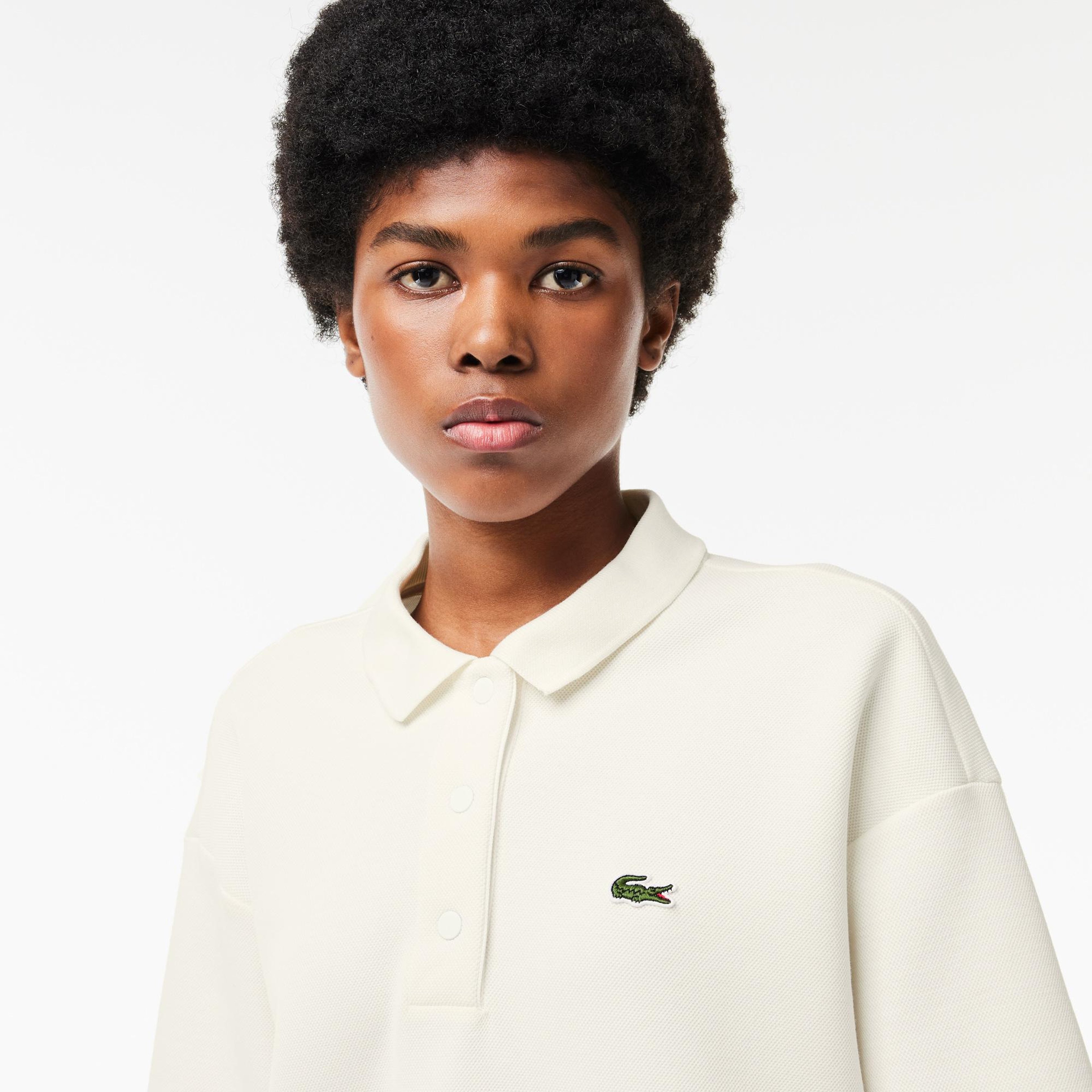 Kadın Oversize Fit Beyaz Polo
