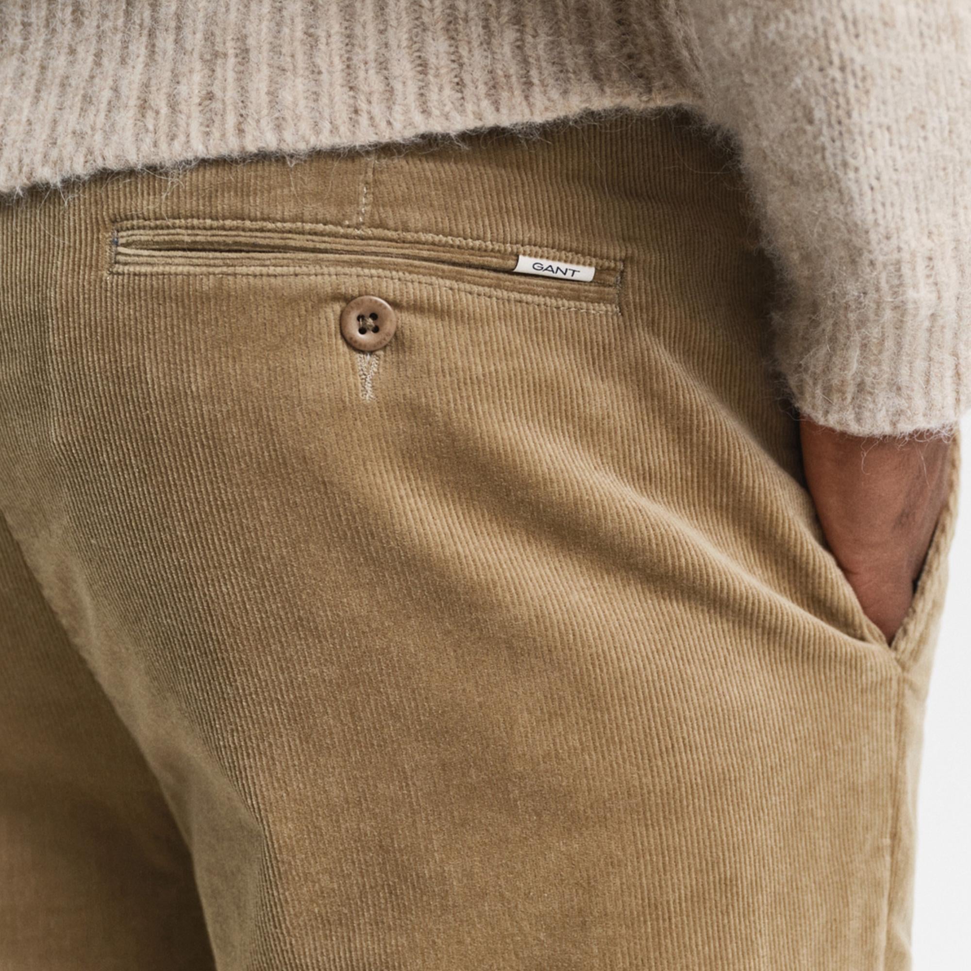 GANT Erkek Bej Regular Fit Cord Chino Pantolon