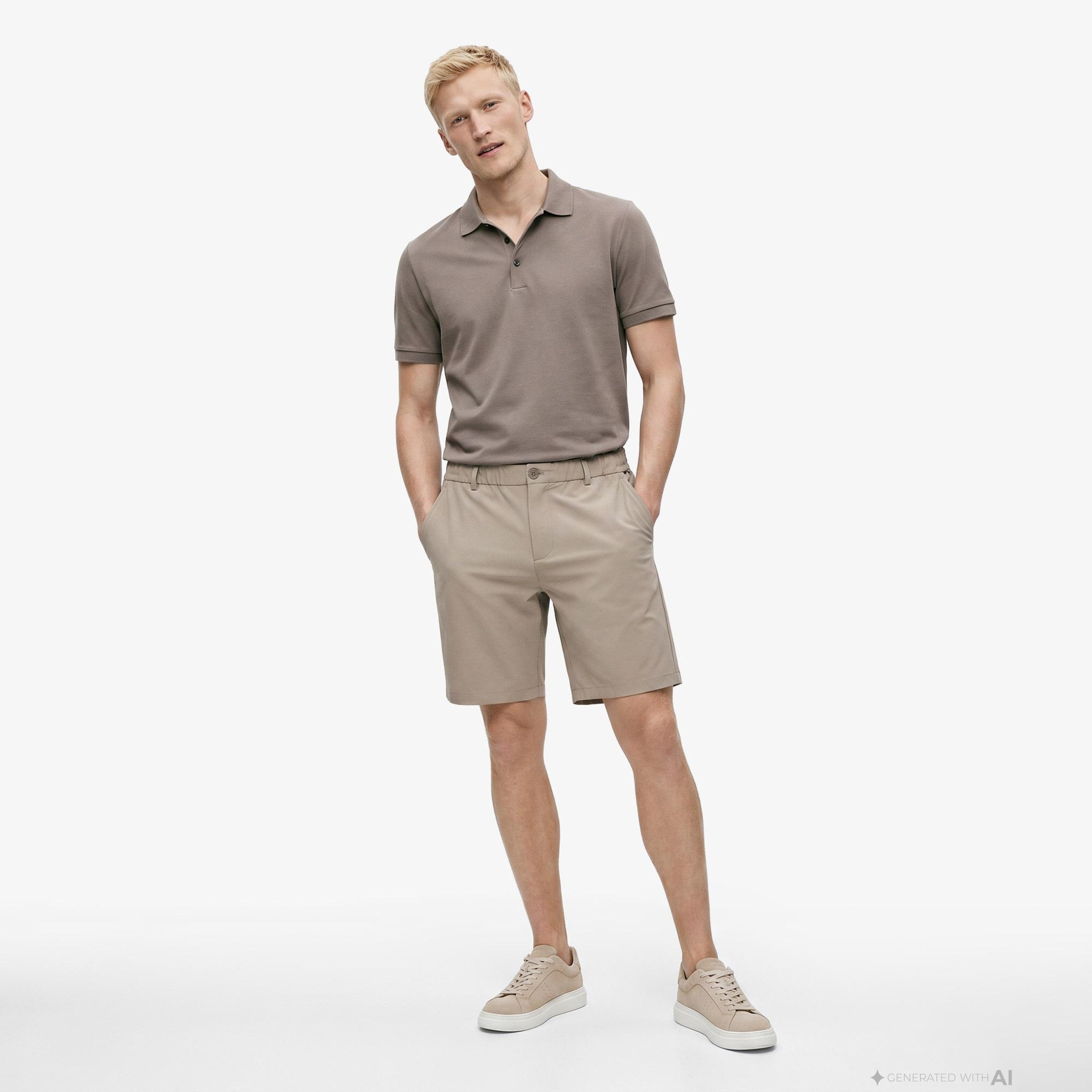 Nautica Erkek Bej Regular Fit Su İtici Şort