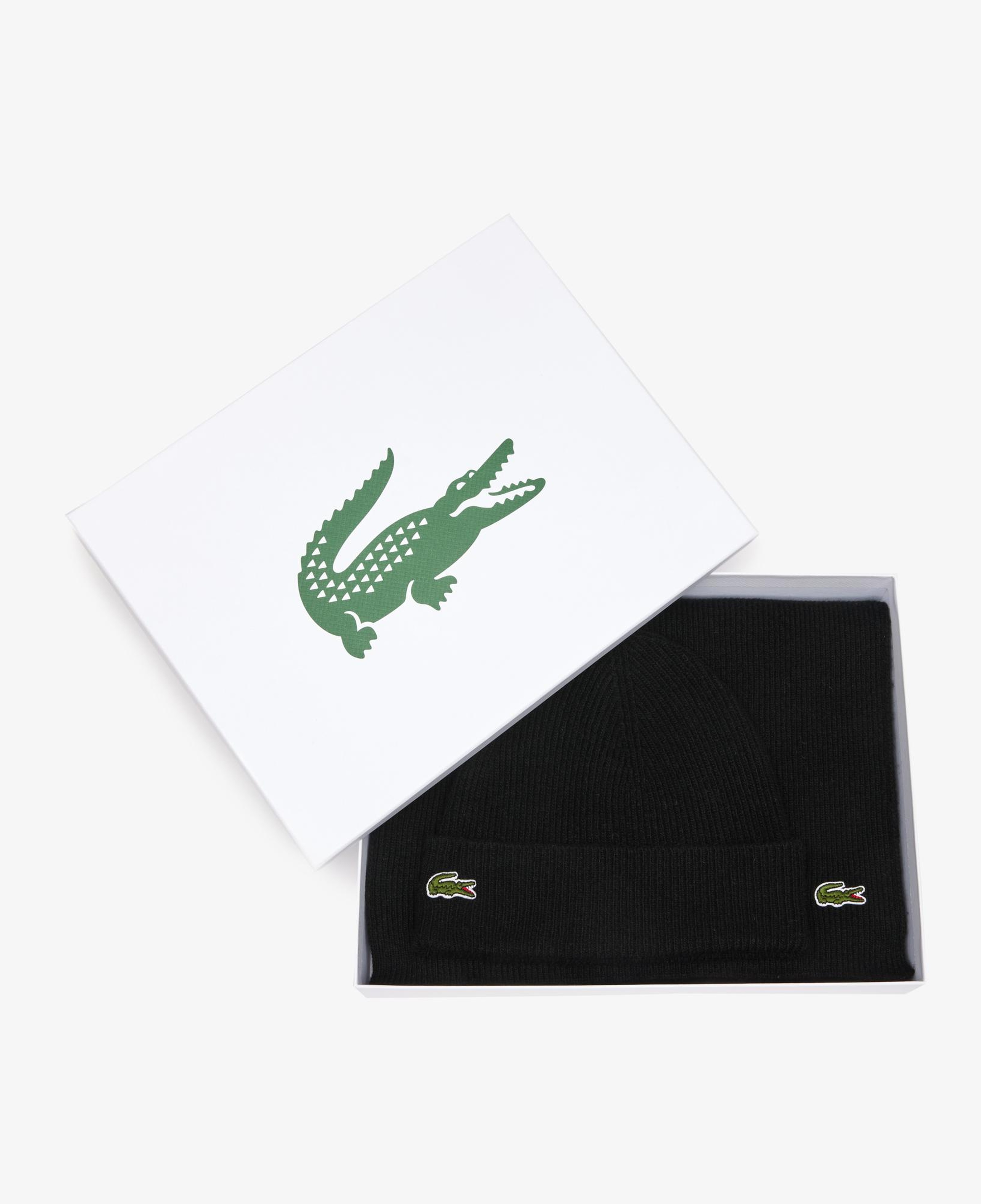 Lacoste Unisex Siyah Atkı Bere Seti