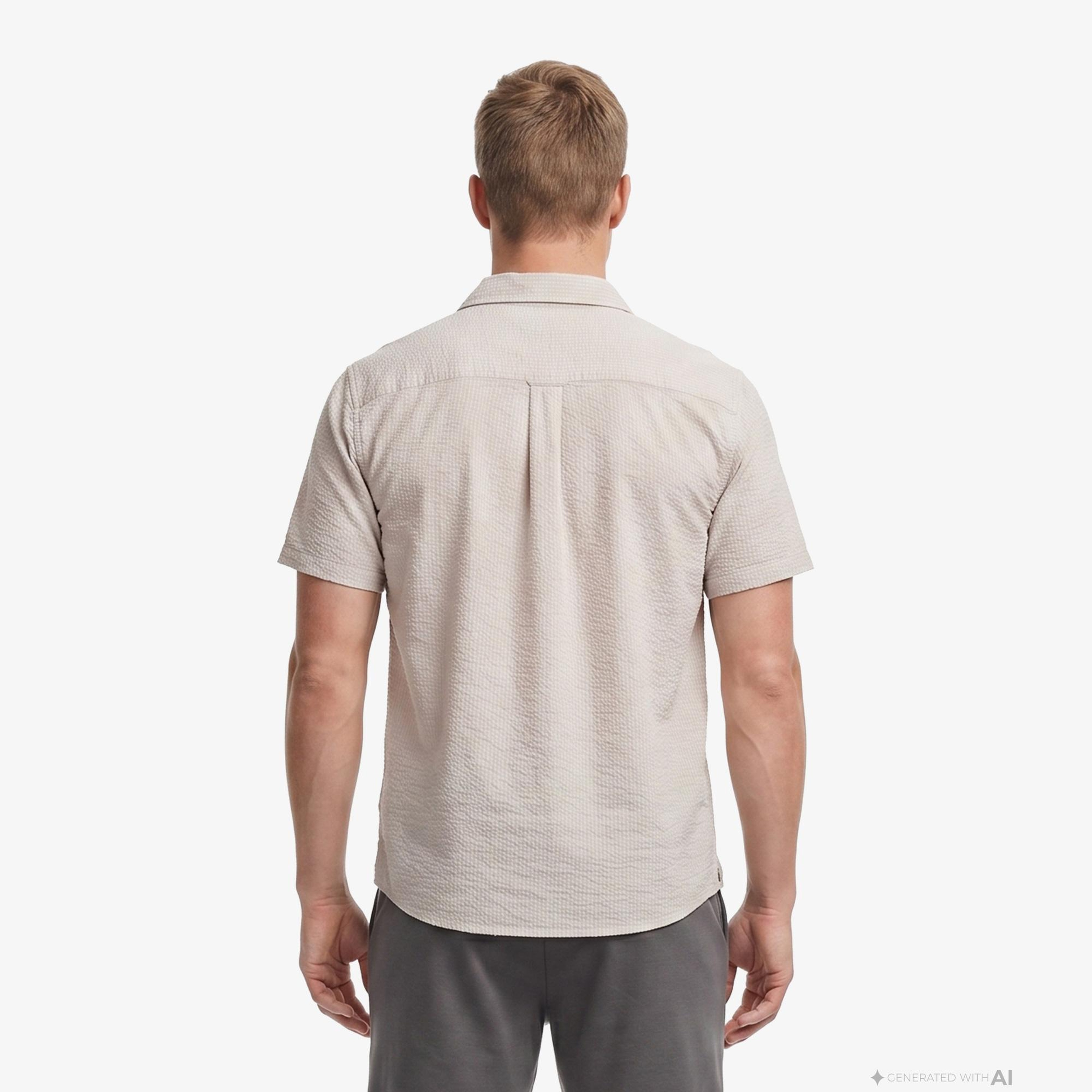 Nautica Erkek Bej Regular Fit Kısa Kollu Gömlek