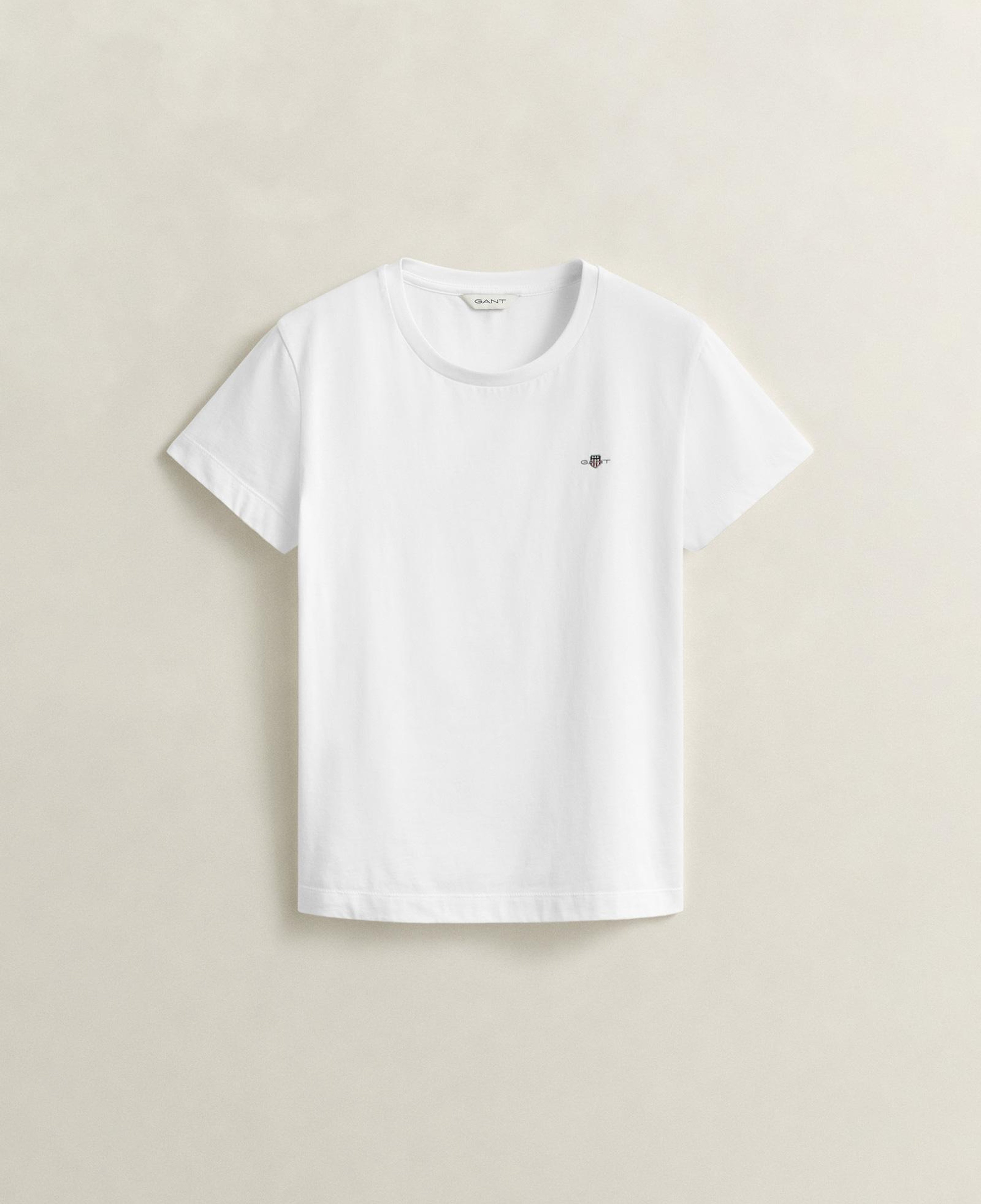 GANT Kadın Beyaz Bisiklet Yaka Regular Fit Logolu T-Shirt