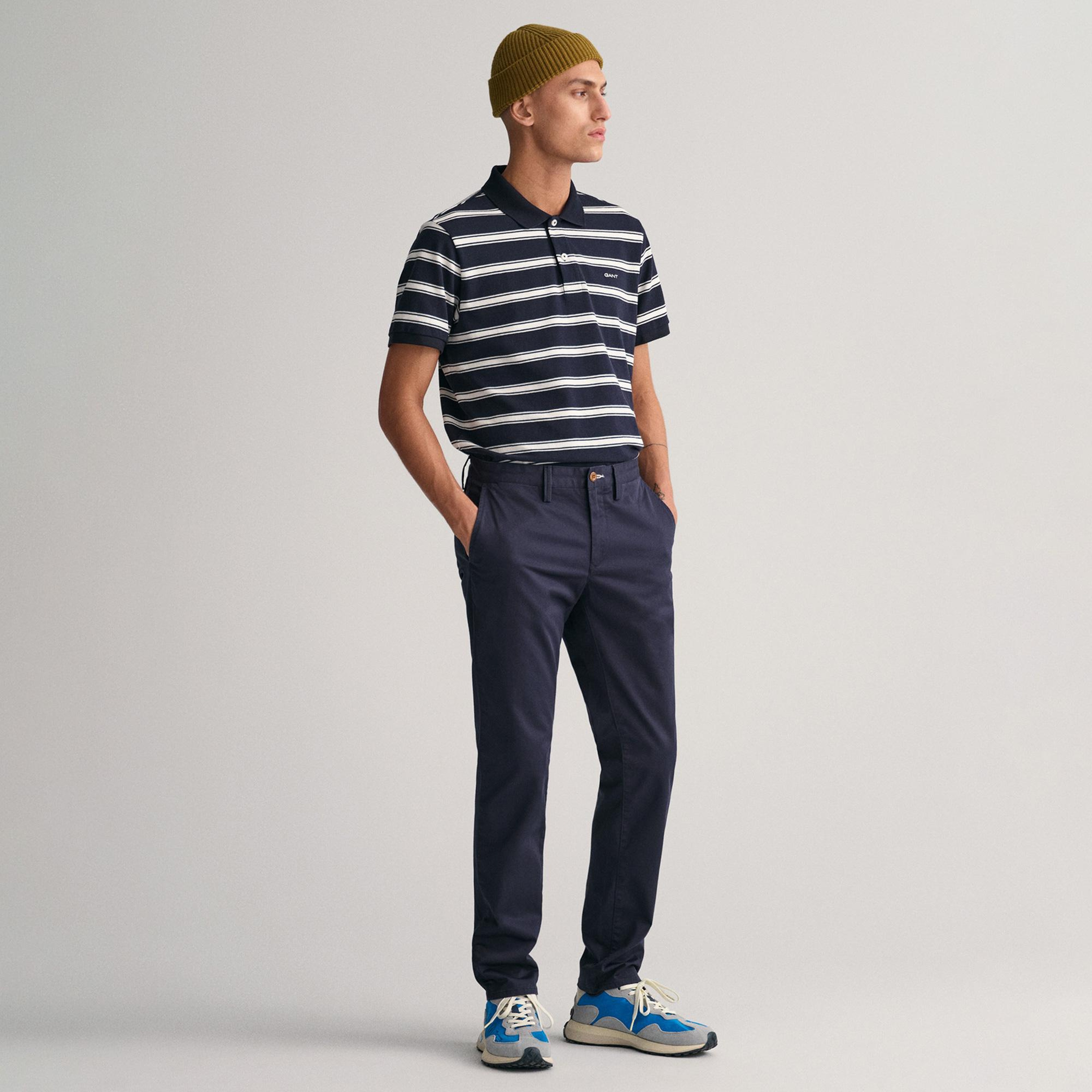 GANT Erkek Lacivert Slim Fit Chino Pantolon