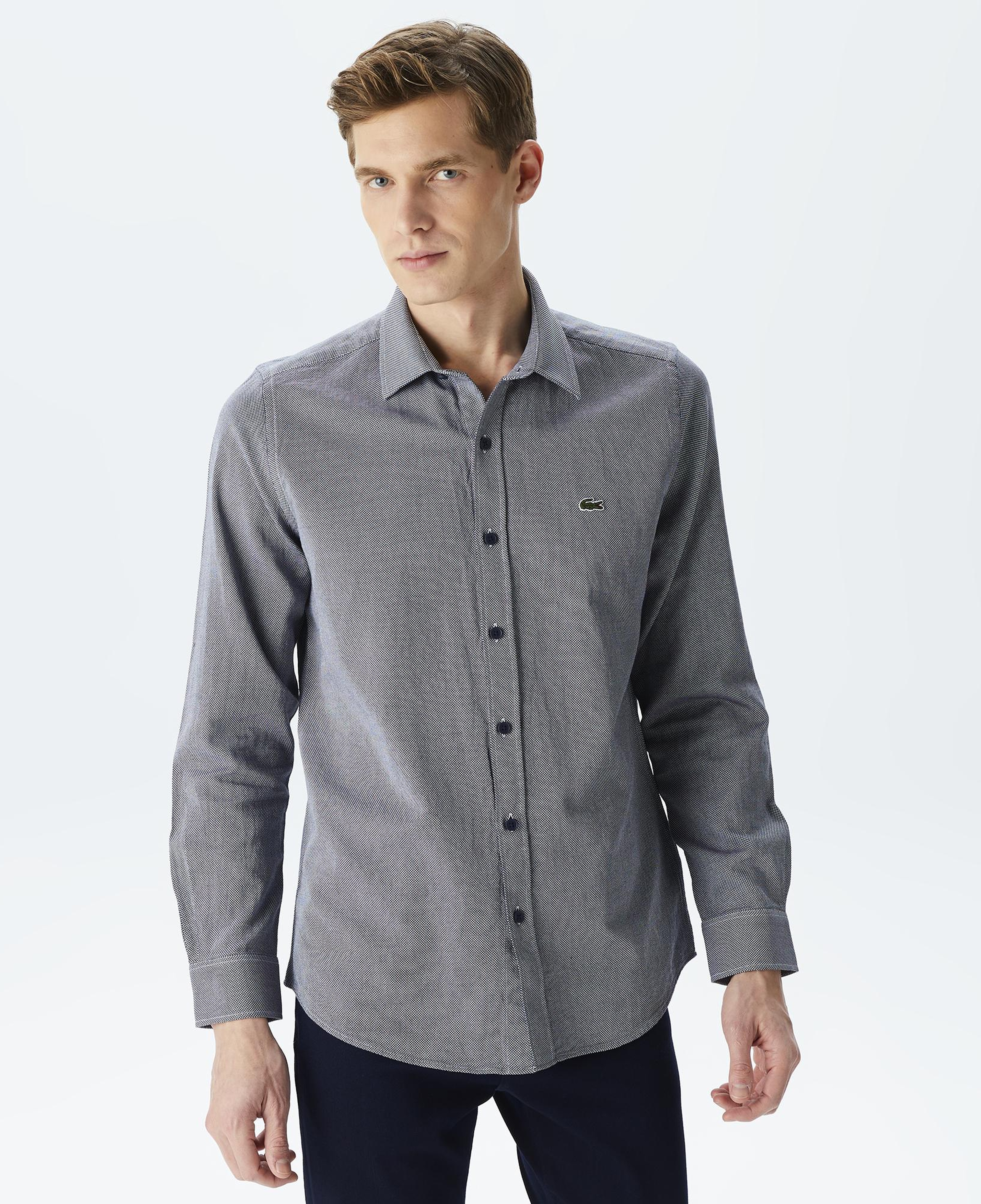 Erkek Slim Fit Gri Gömlek