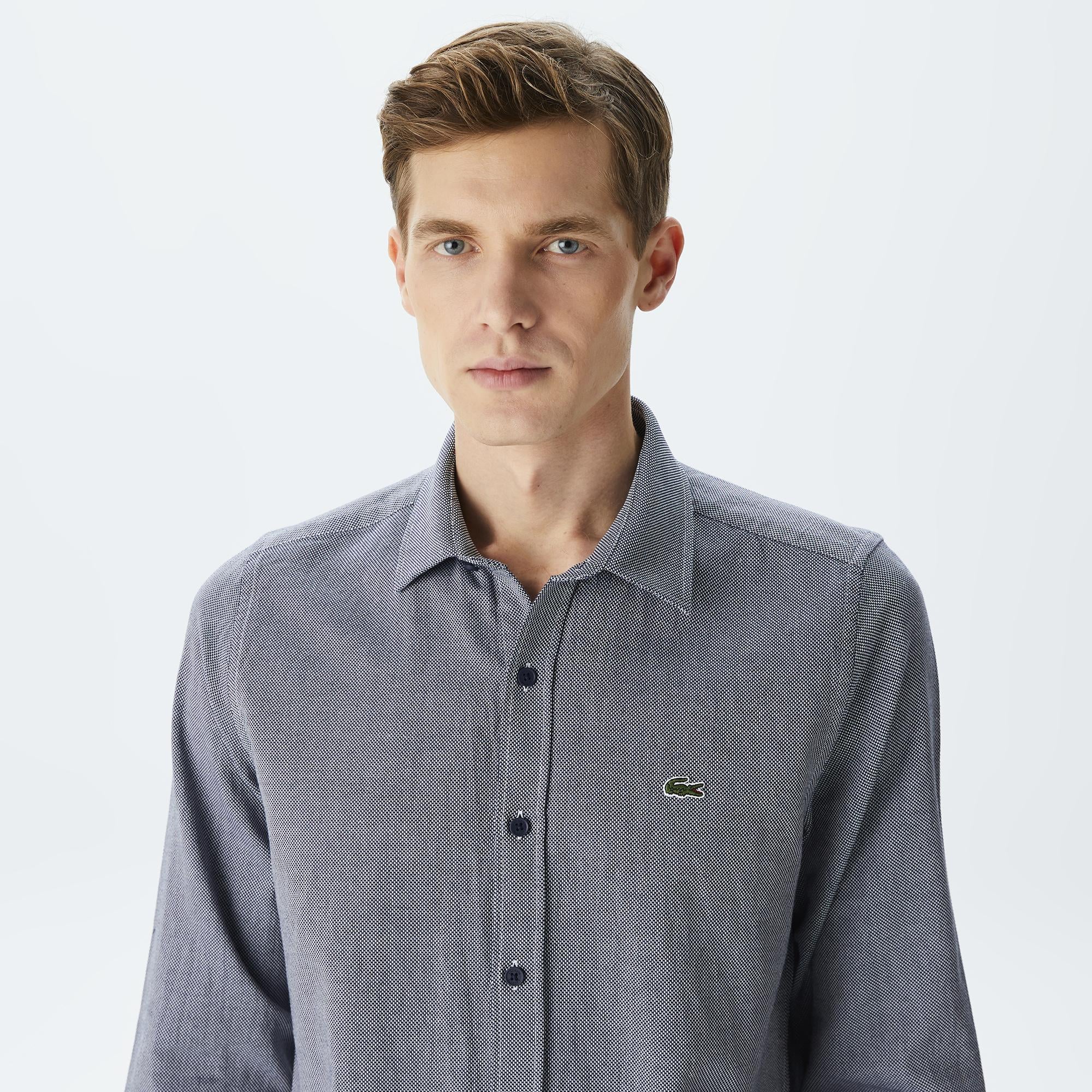 Erkek Slim Fit Gri Gömlek