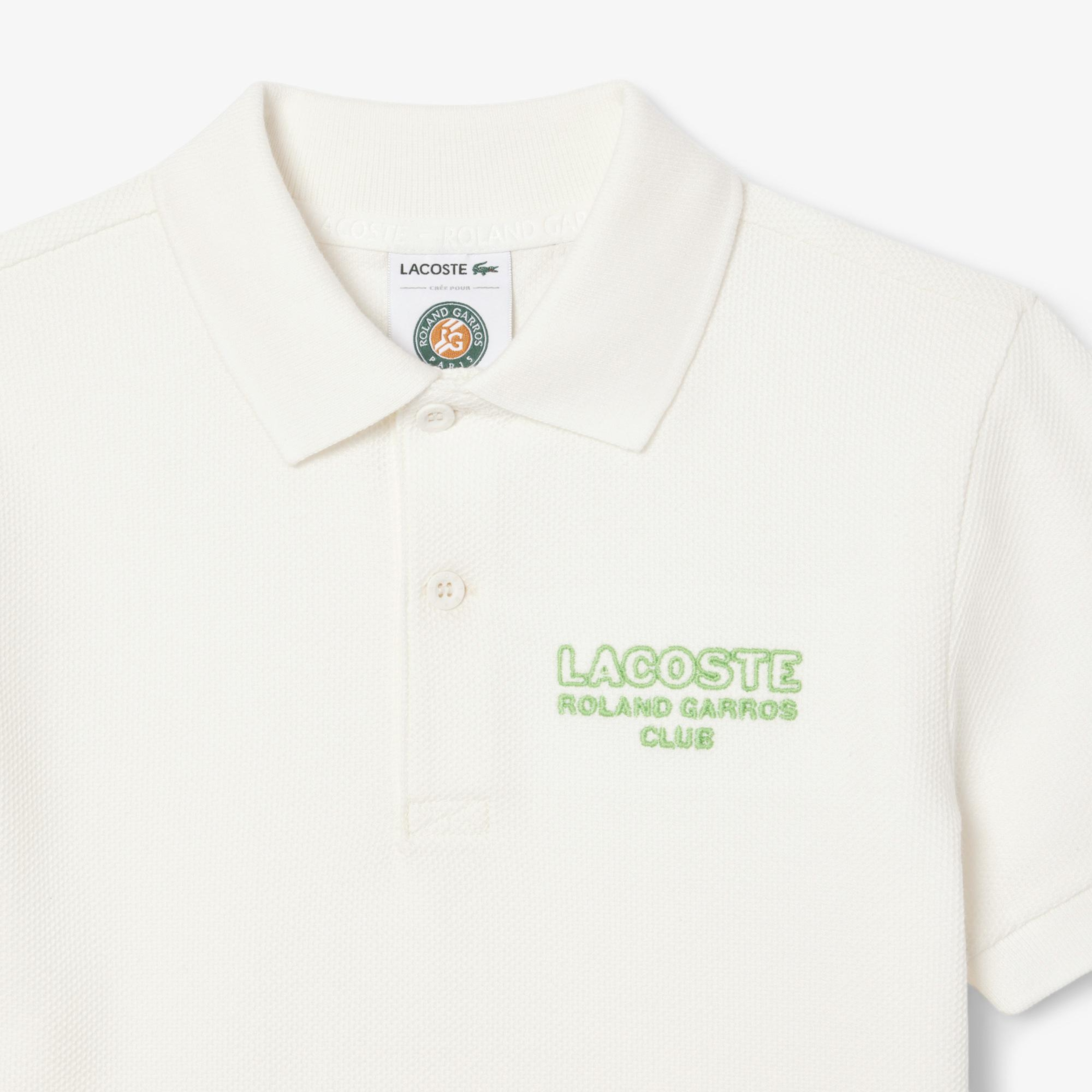 Roland Garros Çocuk Baskılı Beyaz Polo