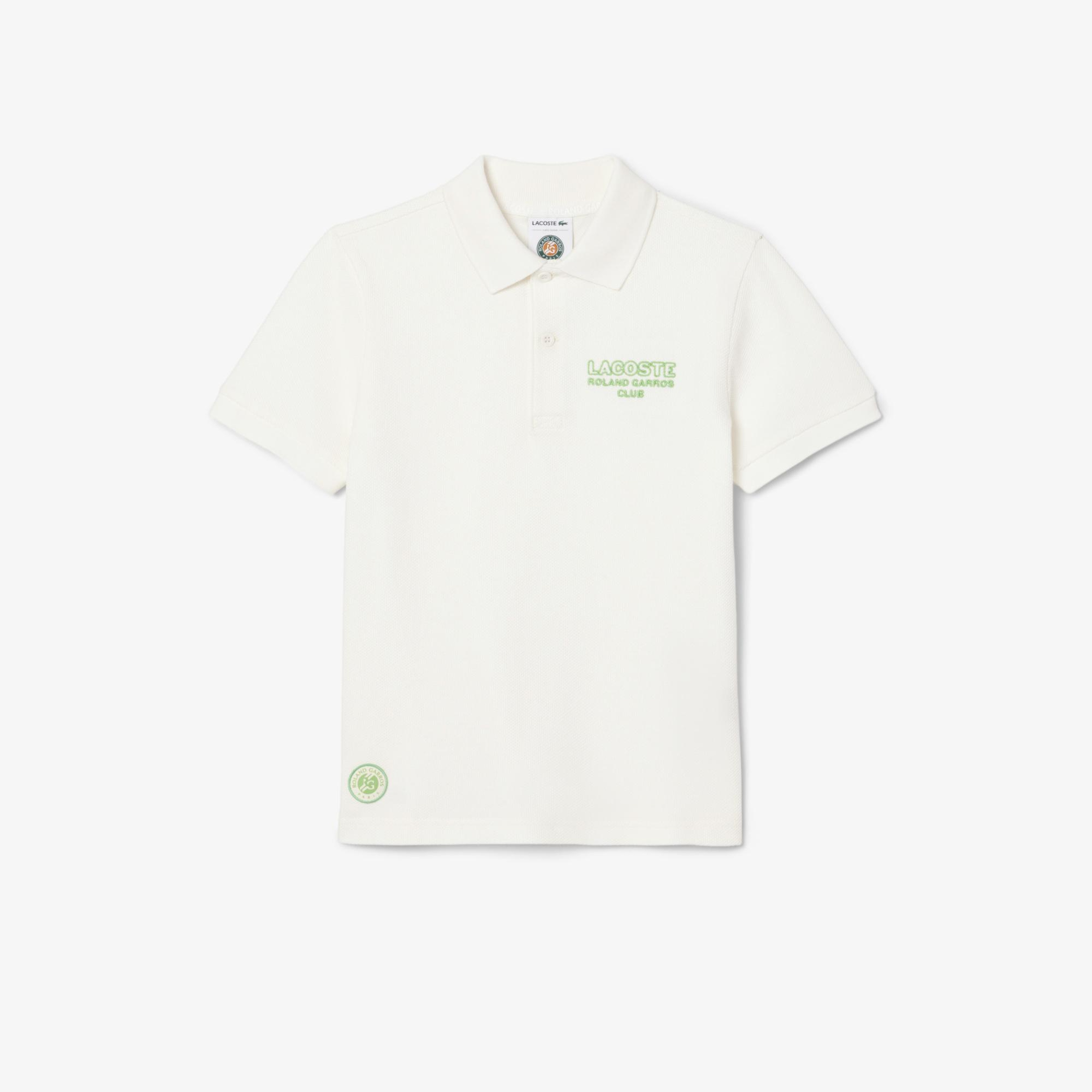 Roland Garros Çocuk Baskılı Beyaz Polo