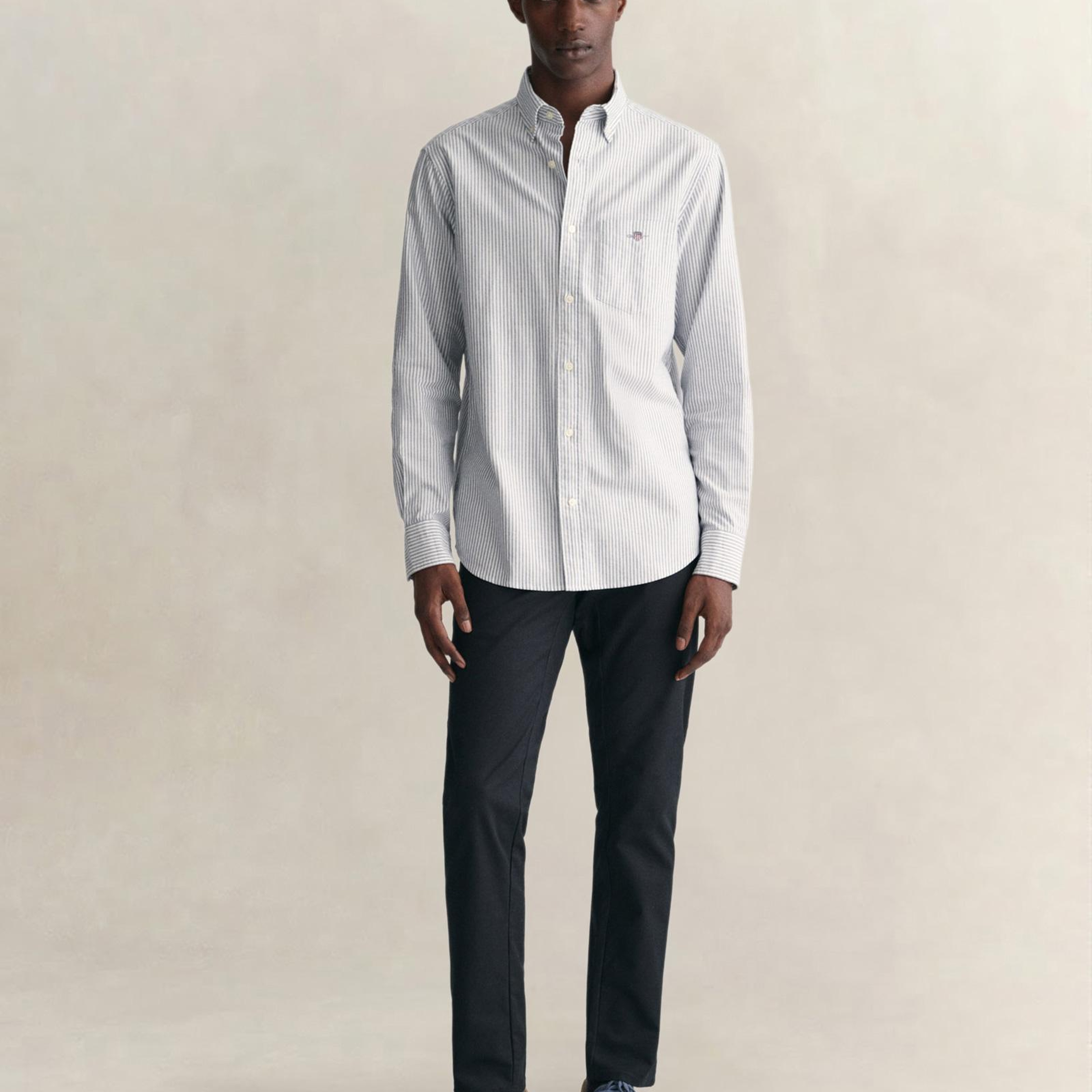 GANT Erkek Mavi Regular Fit Çizgili Oxford Gömlek