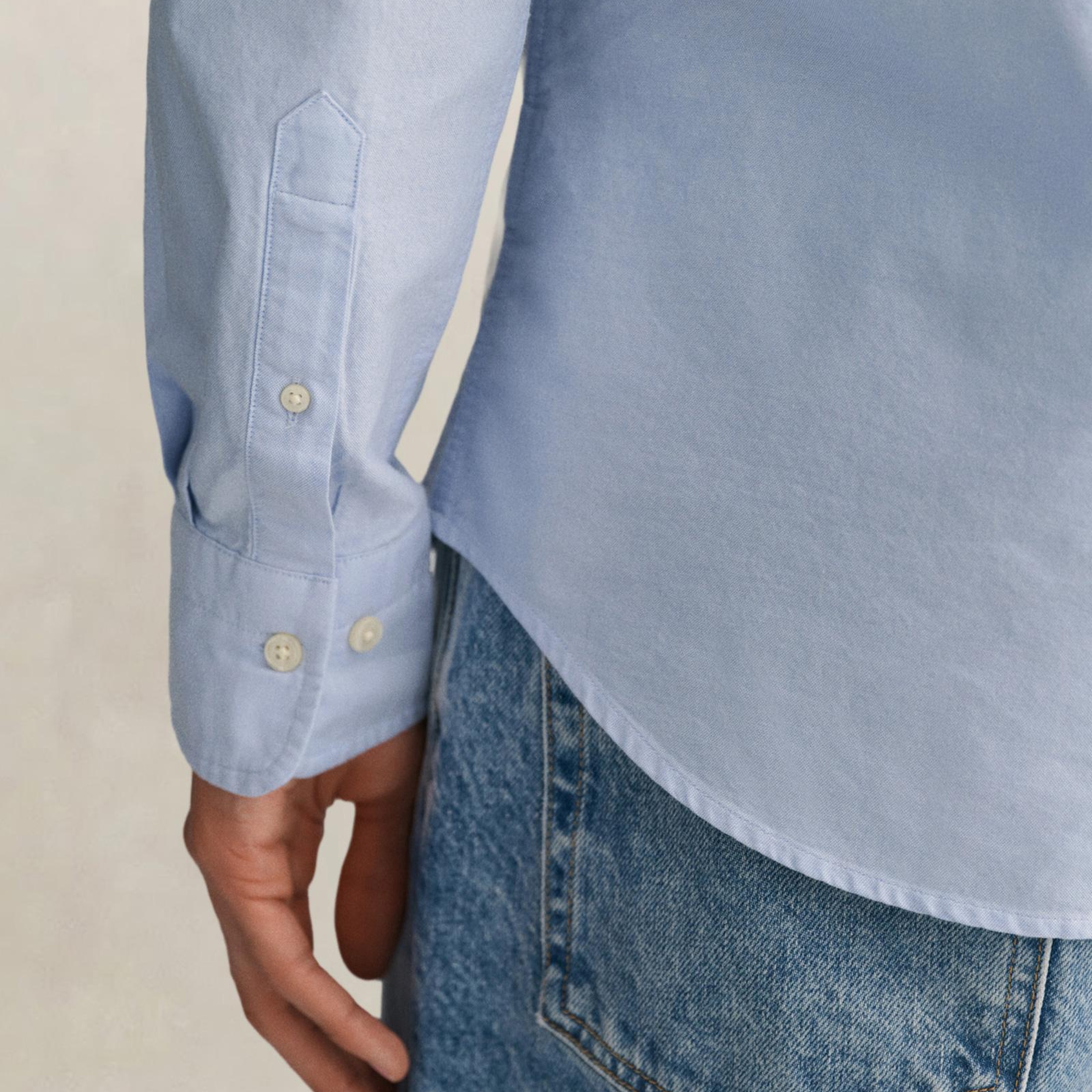 GANT Erkek Mavi Slim Fit Klasik Yaka Oxford Gömlek
