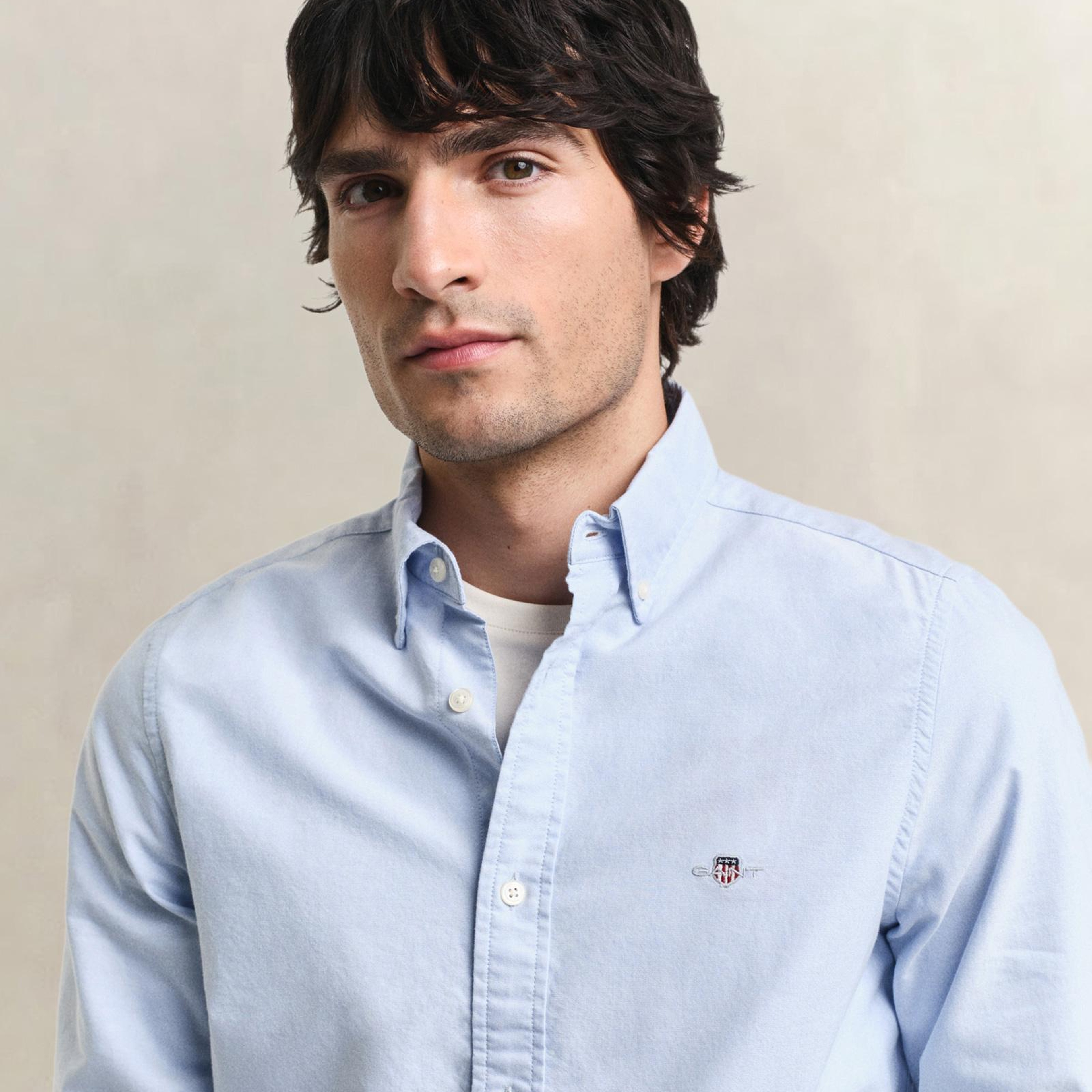 GANT Erkek Mavi Slim Fit Klasik Yaka Oxford Gömlek