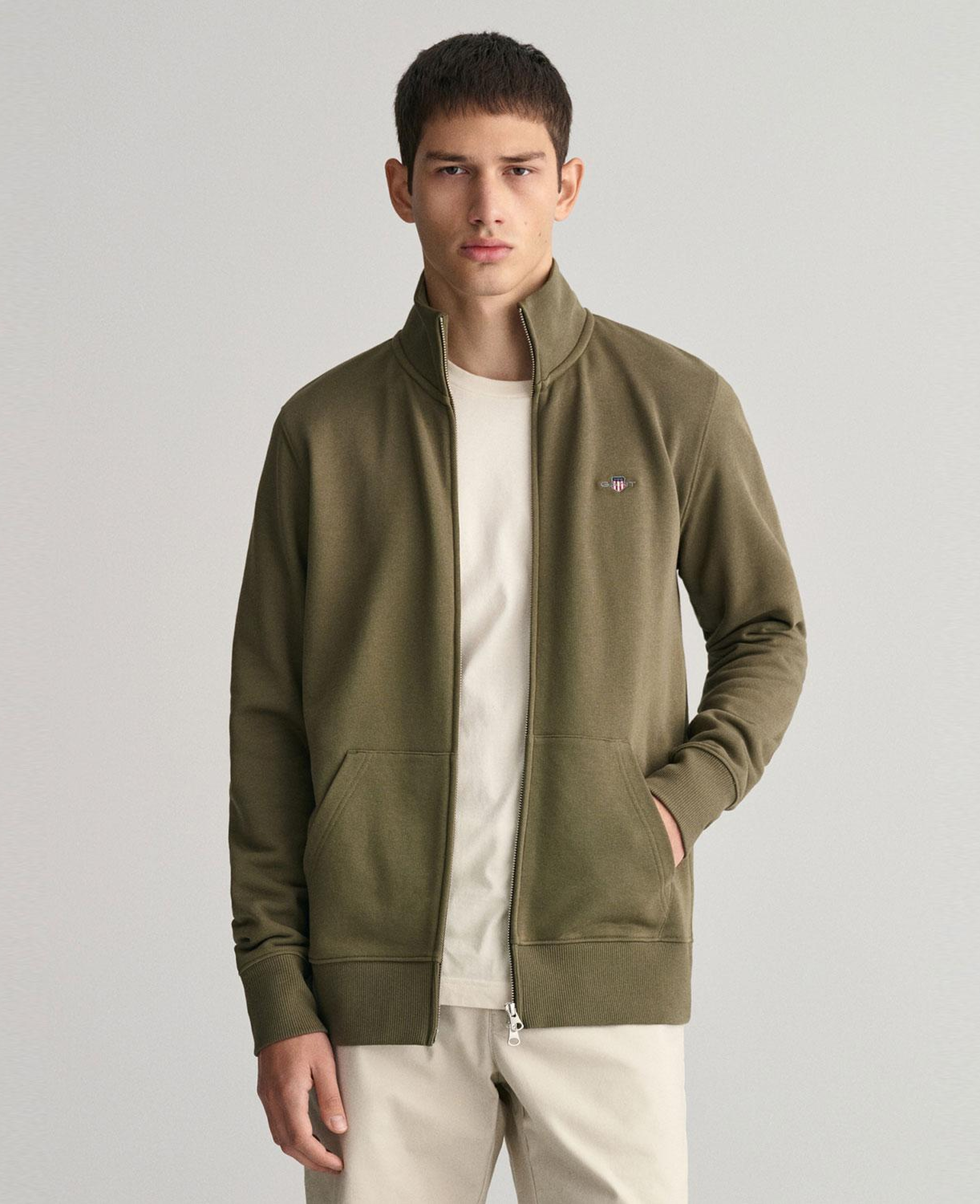 GANT Erkek Yeşil Regular Fit Fermuarlı Sweatshirt