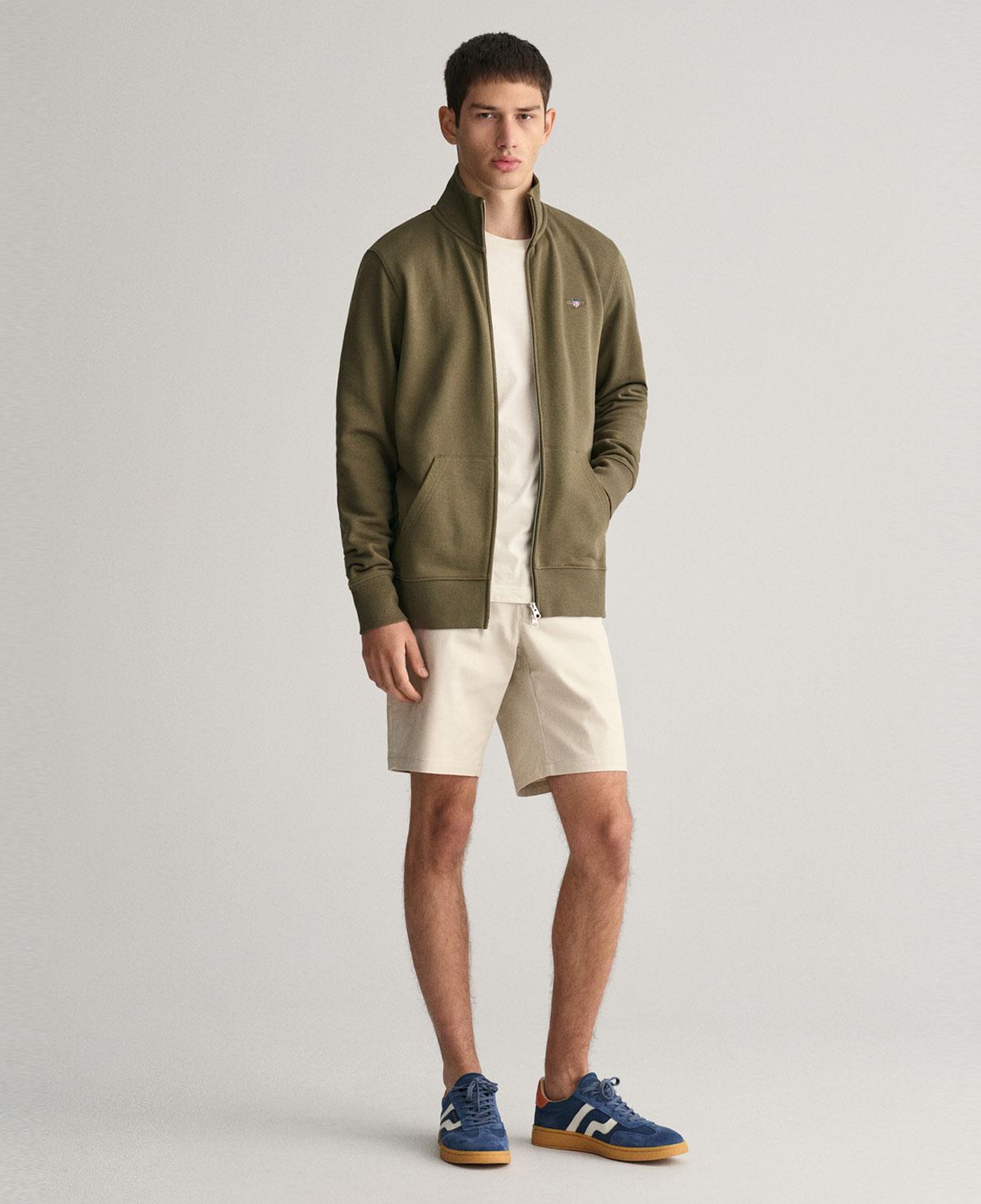 GANT Erkek Yeşil Regular Fit Fermuarlı Sweatshirt