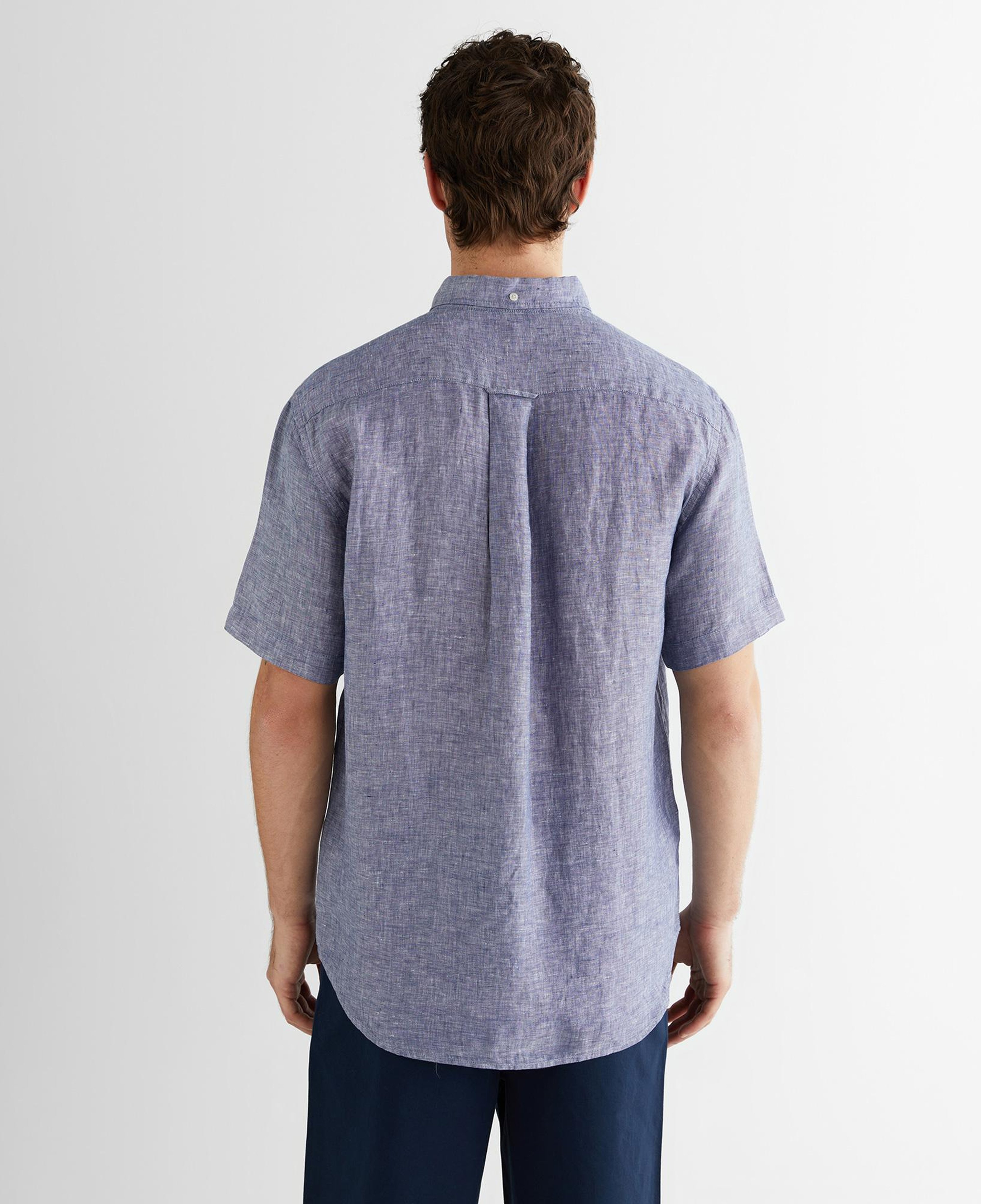 GANT Erkek Mavi Regular Fit Klasik Yaka Keten Gömlek
