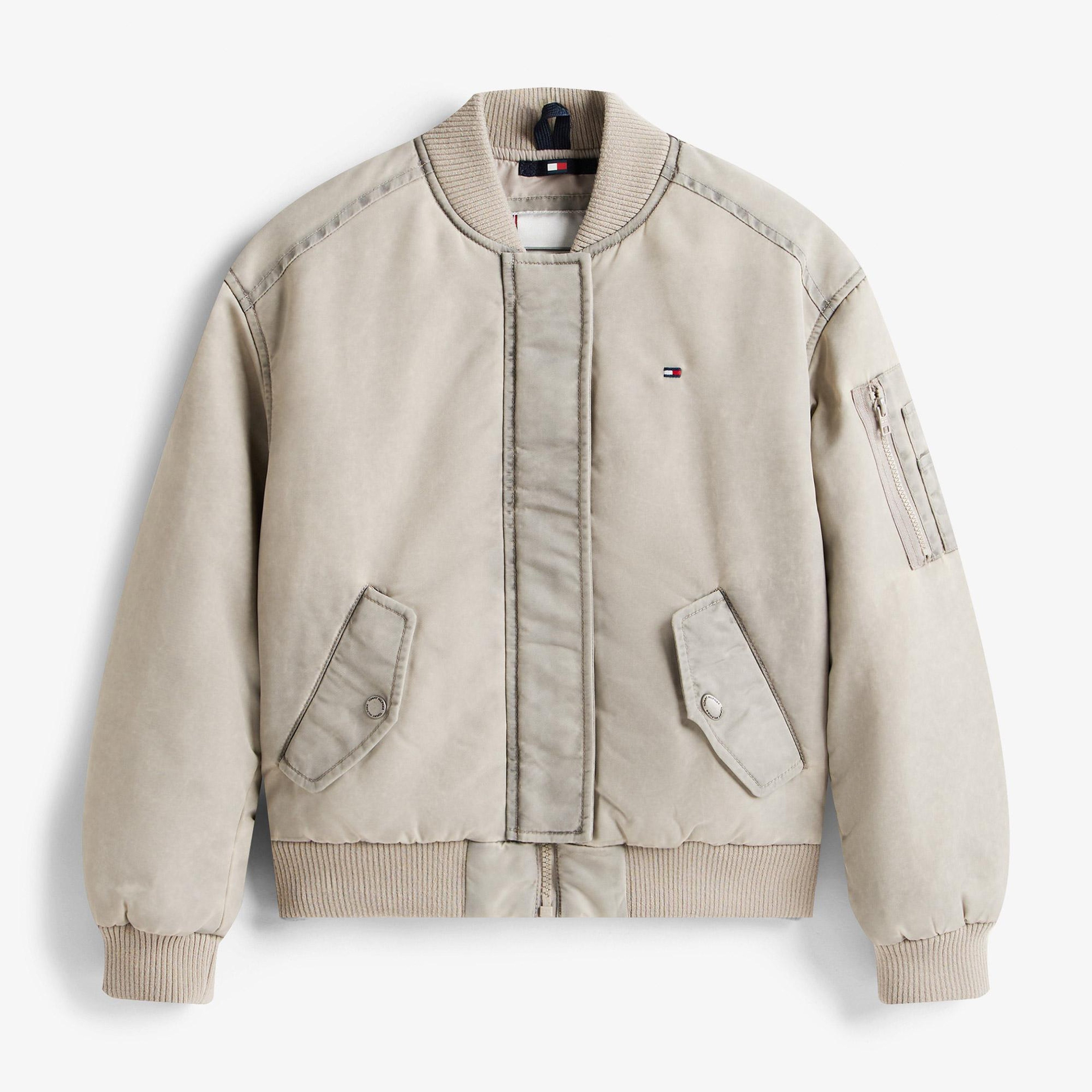 Tommy Hilfiger Washed Bomber Çocuk Bej Ceket