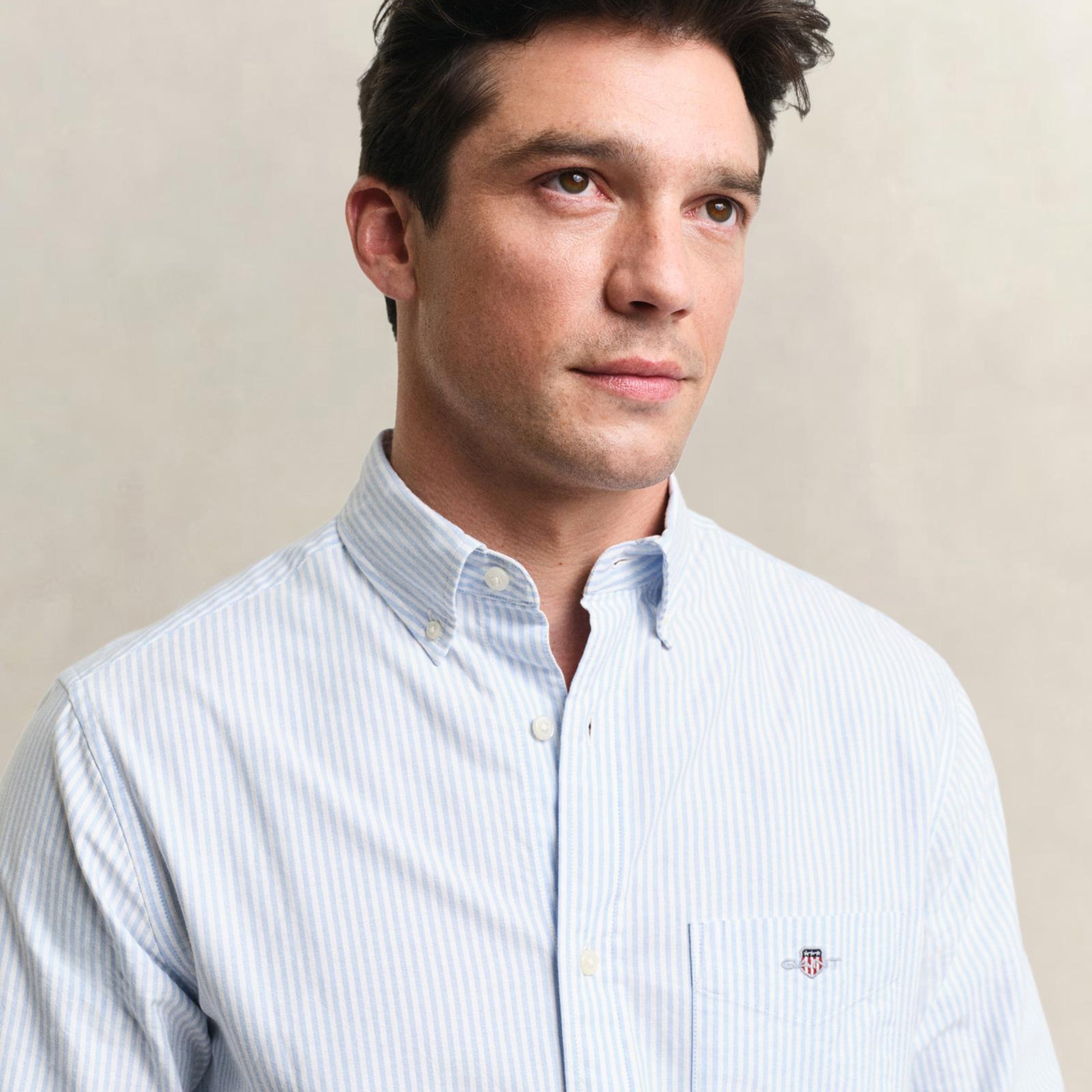 GANT Erkek Mavi Regular Fit Çizgili Logolu Gömlek