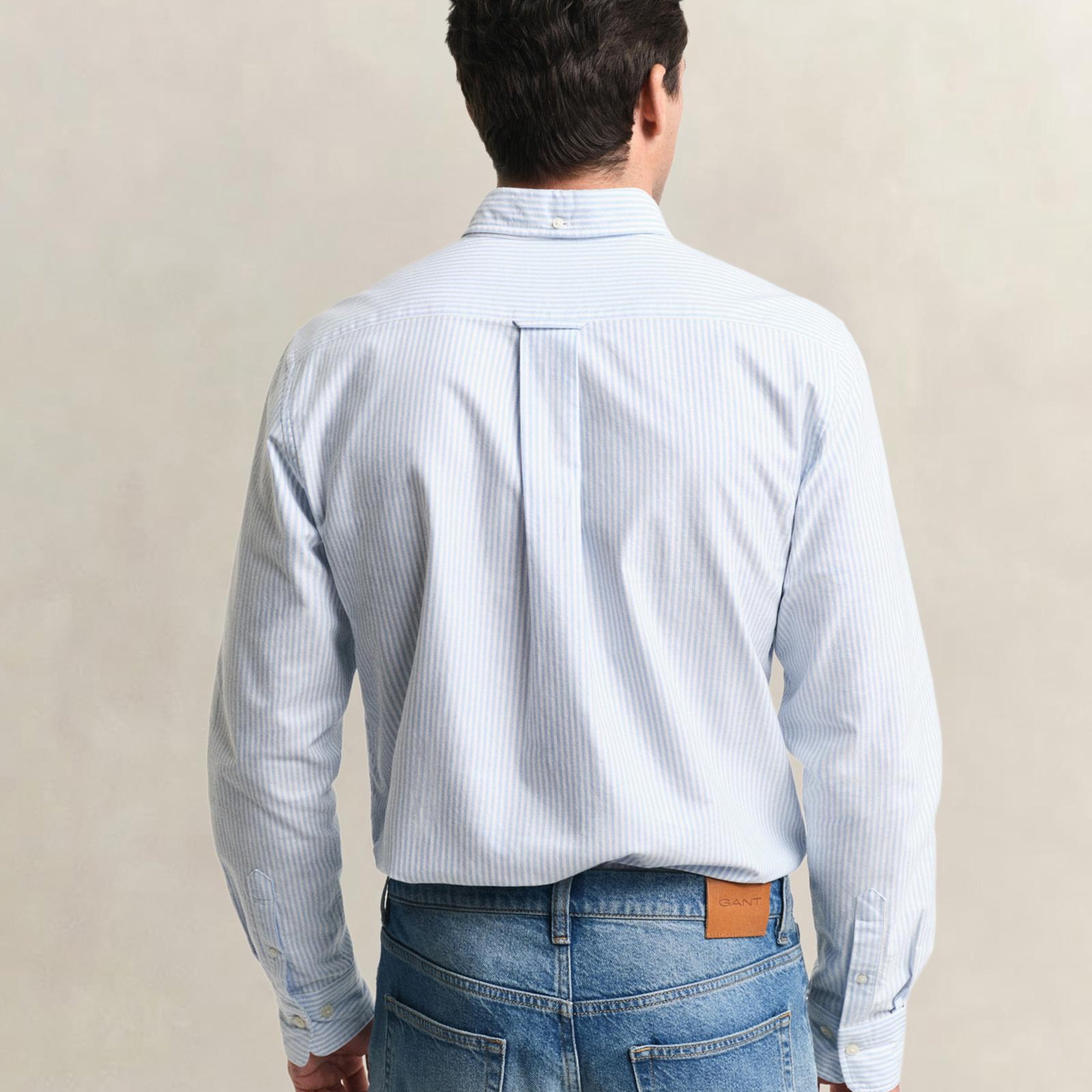 GANT Erkek Mavi Regular Fit Çizgili Logolu Gömlek