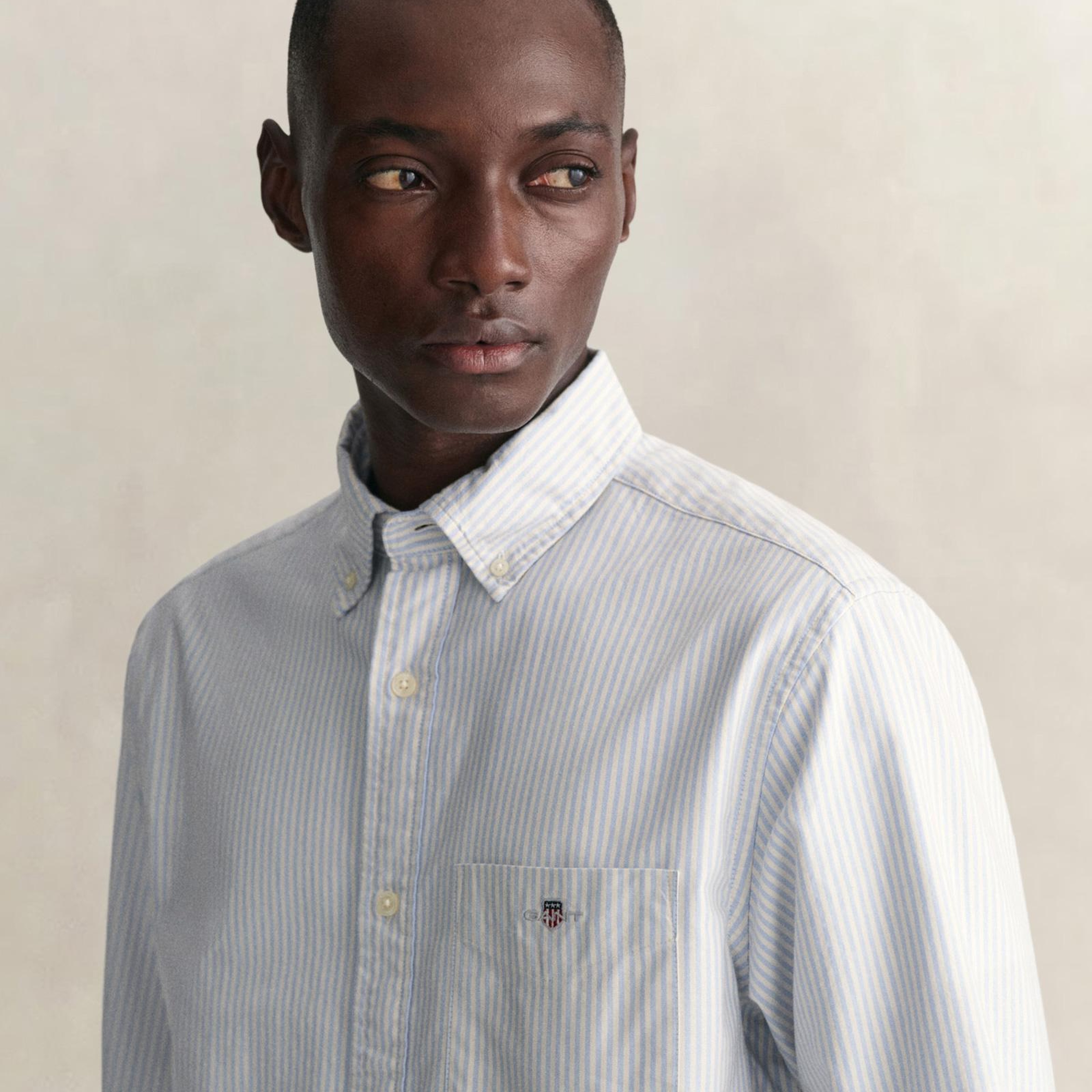 GANT Erkek Mavi Regular Fit Çizgili Logolu Gömlek