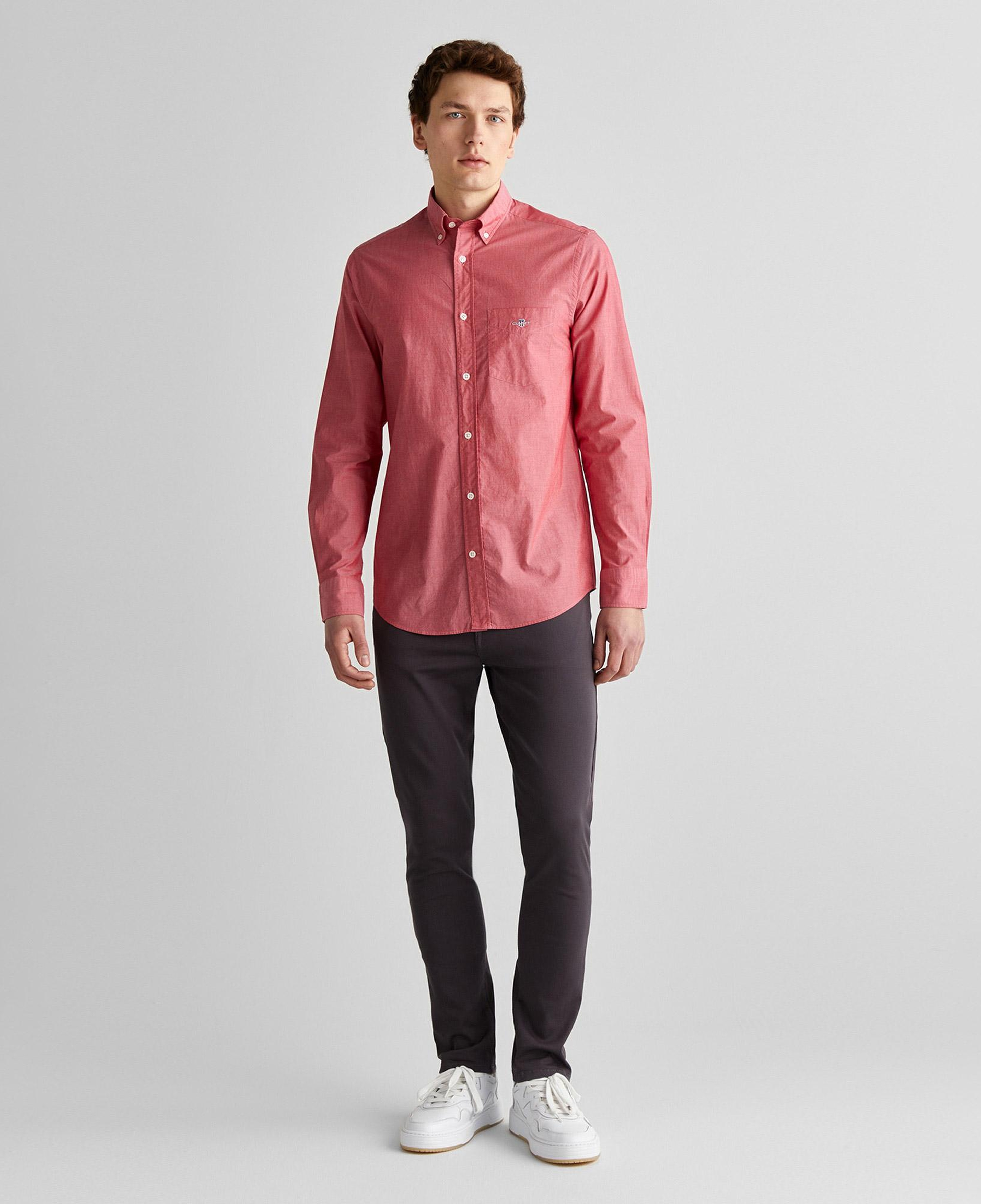 GANT Erkek Kırmızı Regular Fit Düğmeli Yaka Poplin Gömlek