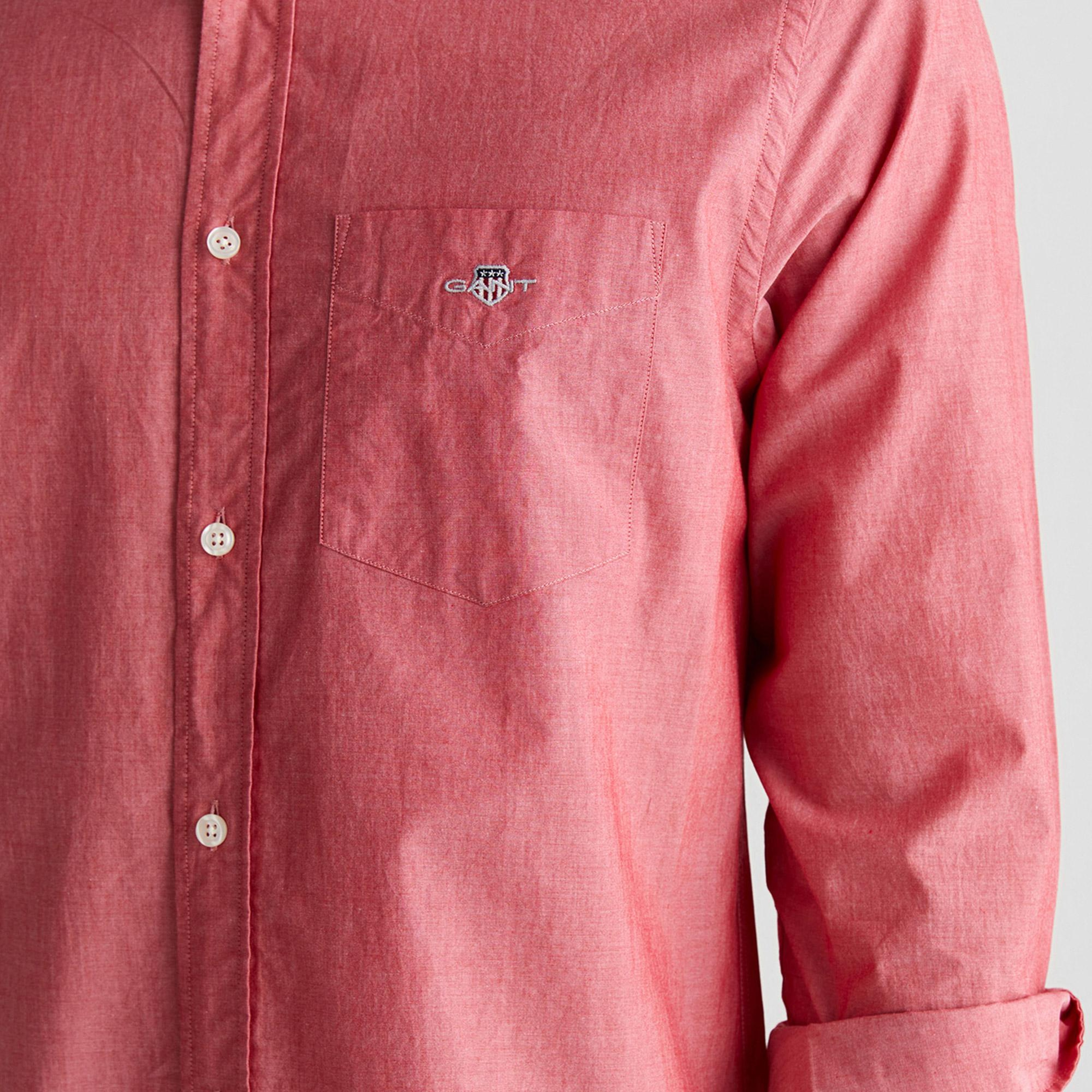 GANT Erkek Kırmızı Regular Fit Düğmeli Yaka Poplin Gömlek