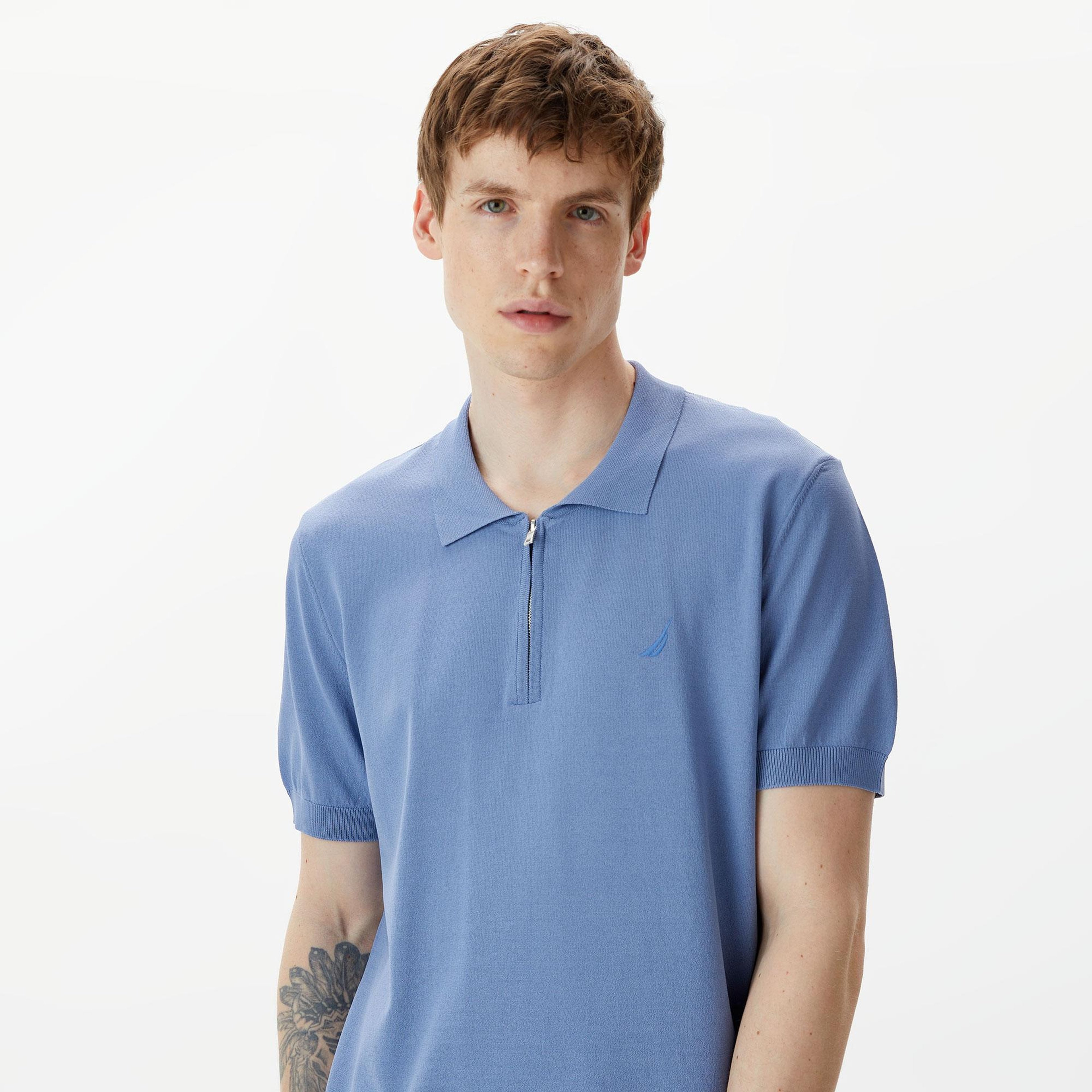 Nautica Erkek Mavi Classic Fit Kısa Kollu Triko Polo