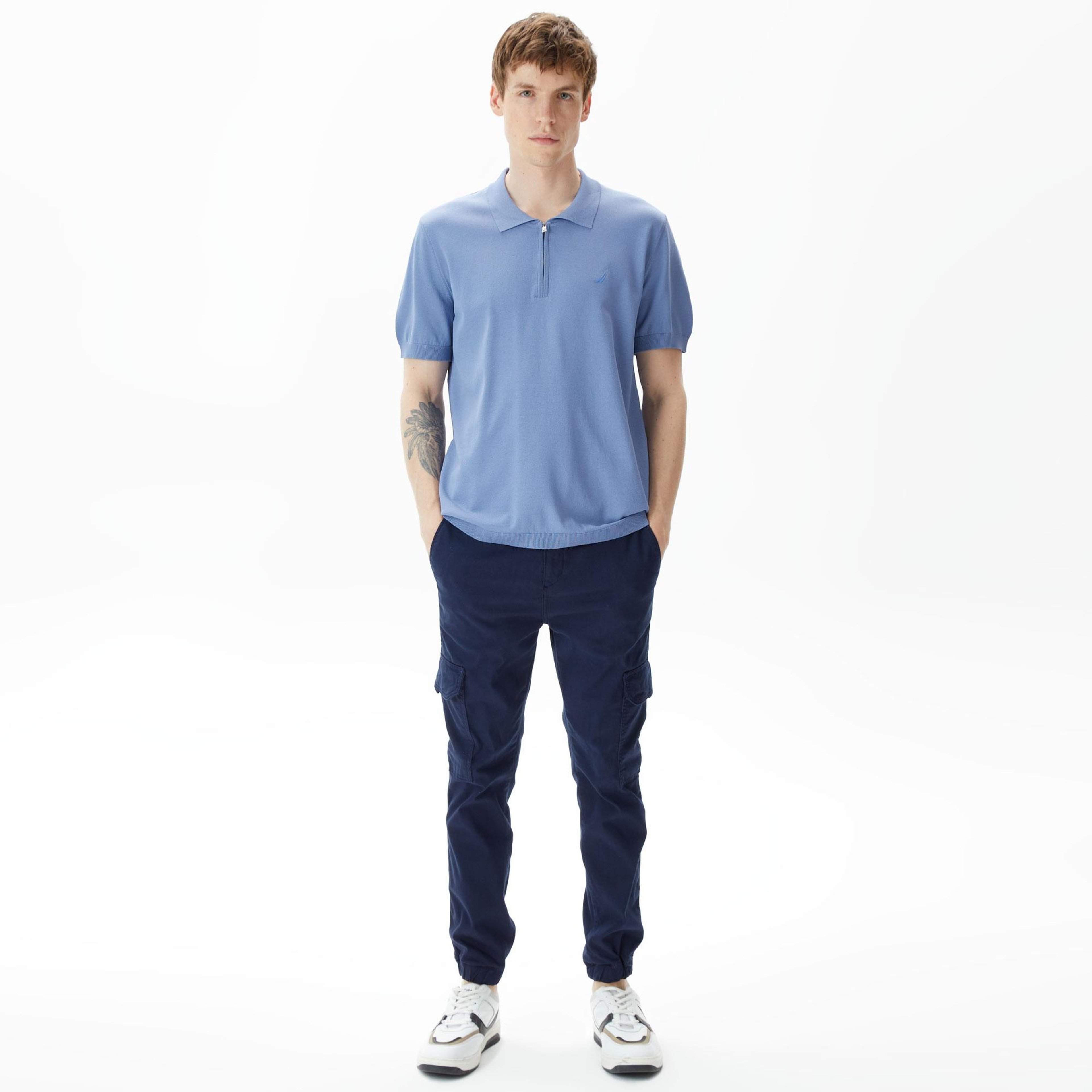 Nautica Erkek Mavi Classic Fit Kısa Kollu Triko Polo