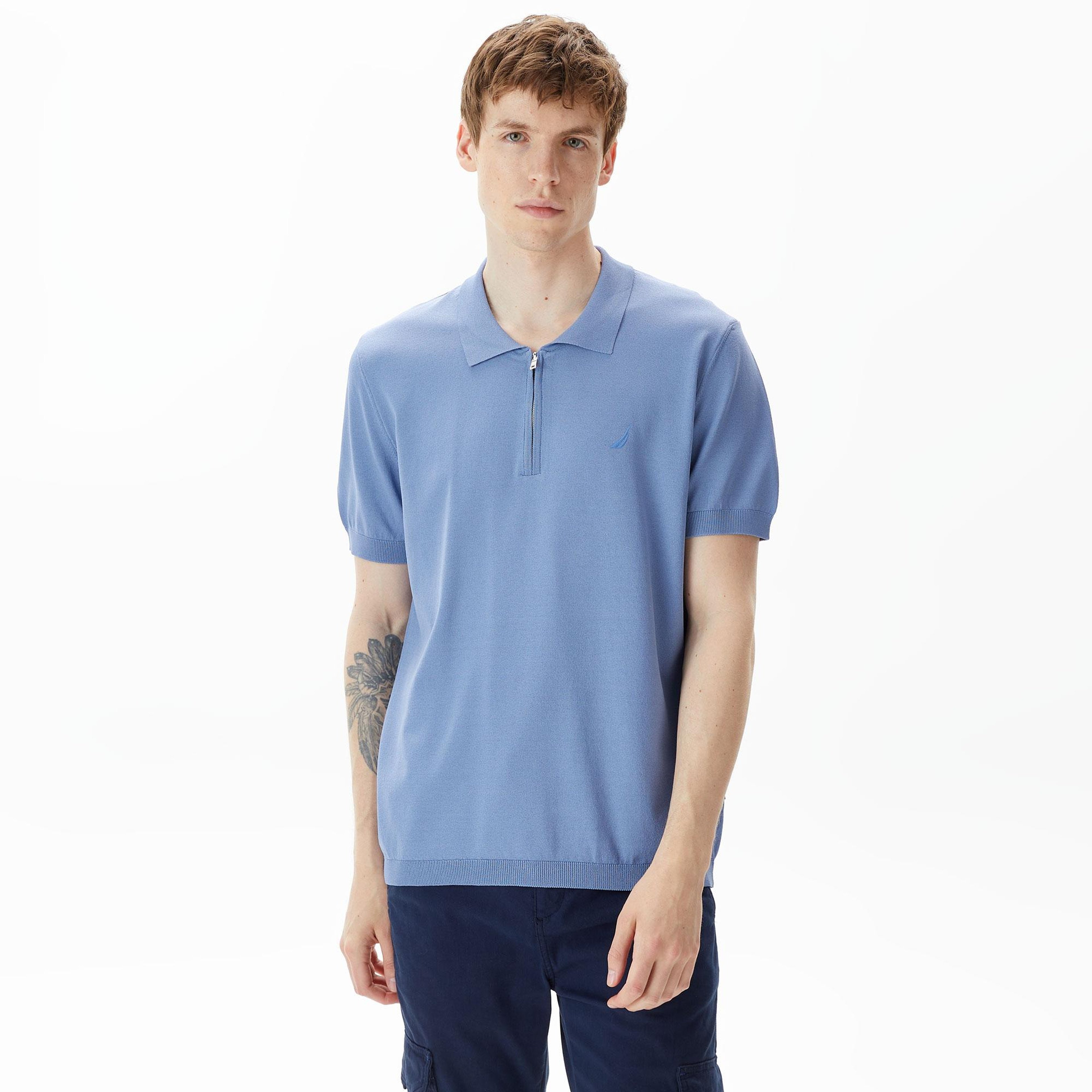 Nautica Erkek Mavi Classic Fit Kısa Kollu Triko Polo