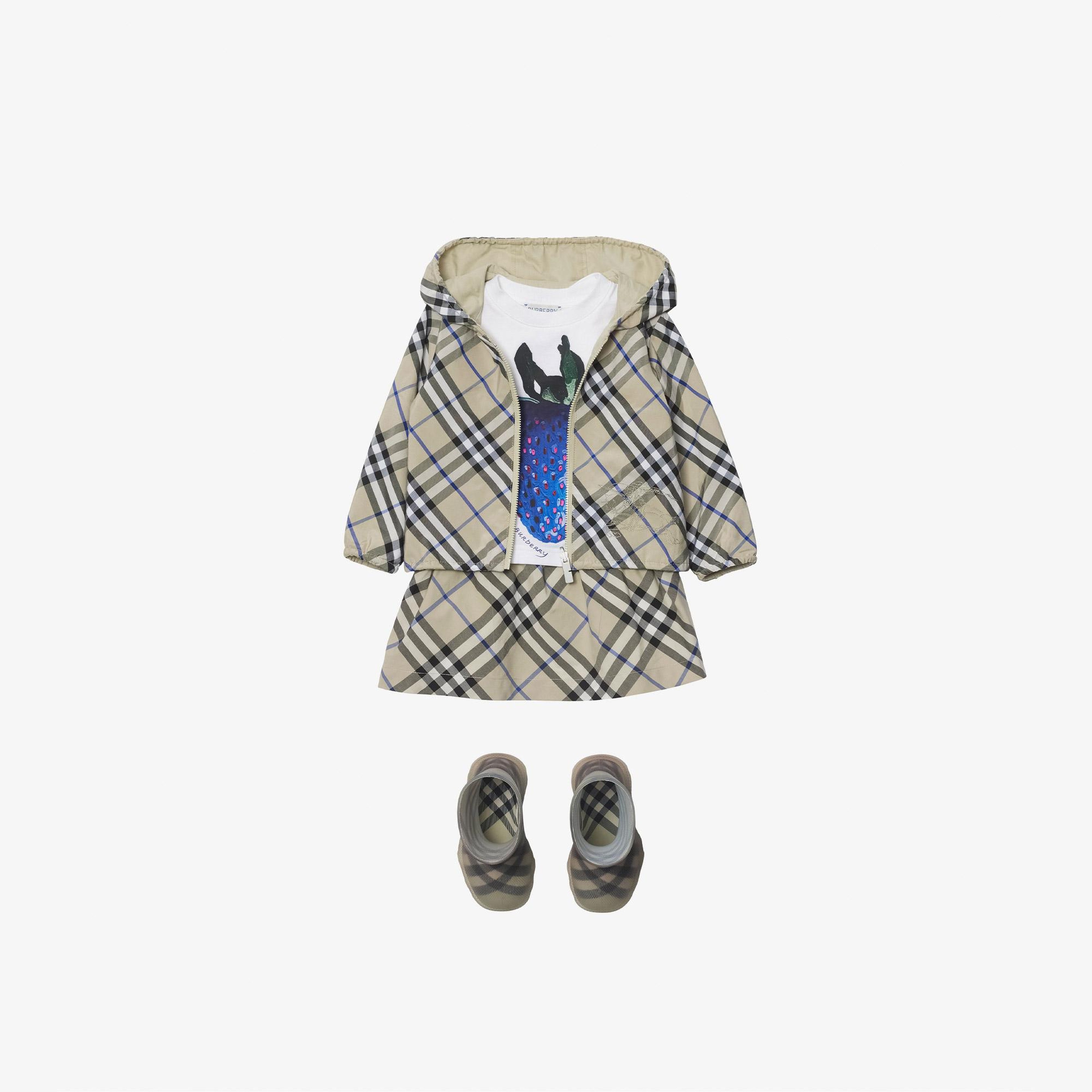 Burberry Reversible Check Pamuk Karışımlı Çocuk Krem Rengi Ceket